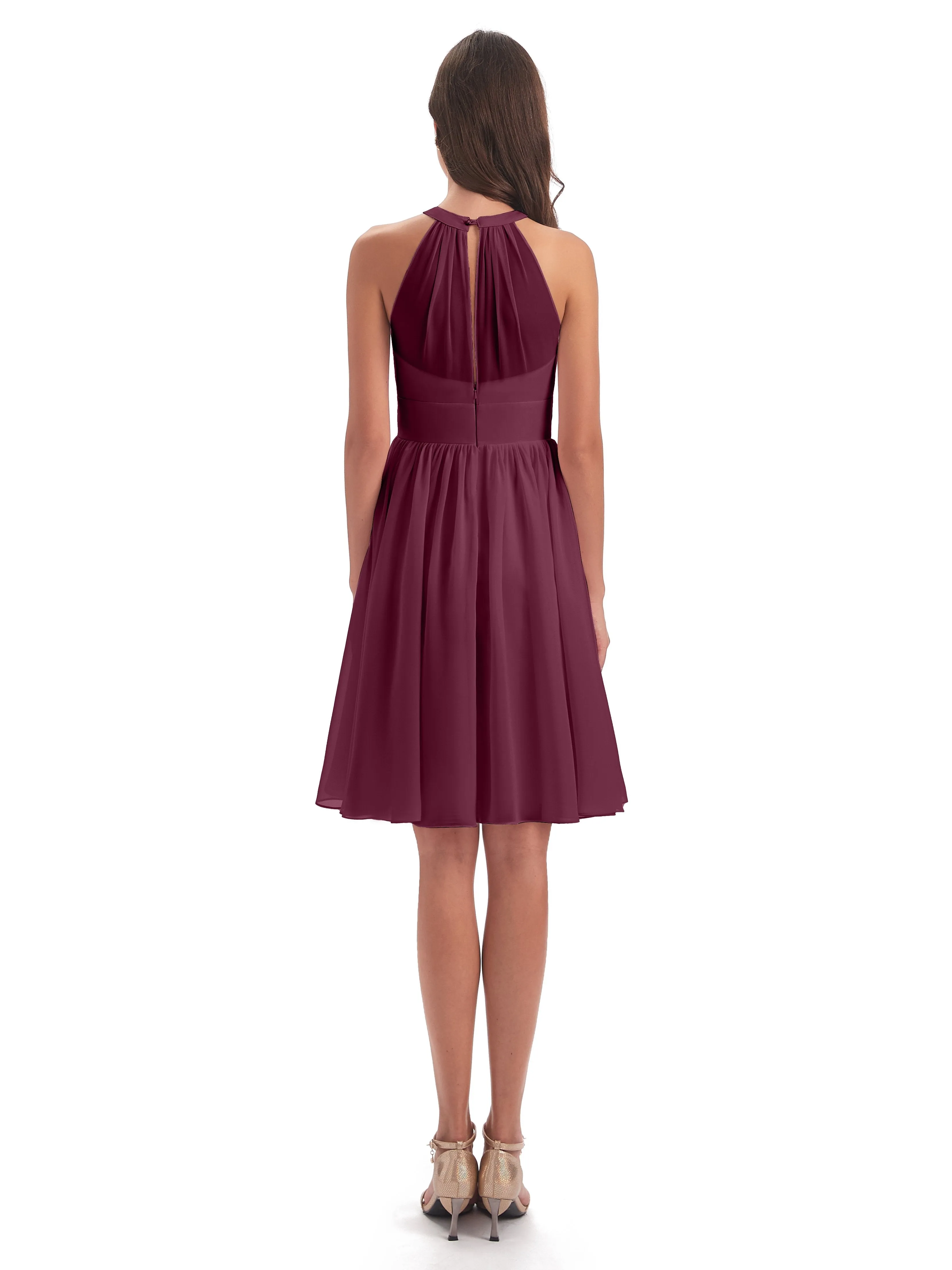 Annabelle Dazzling Halter Mini Chiffon Bridesmaid Dresses