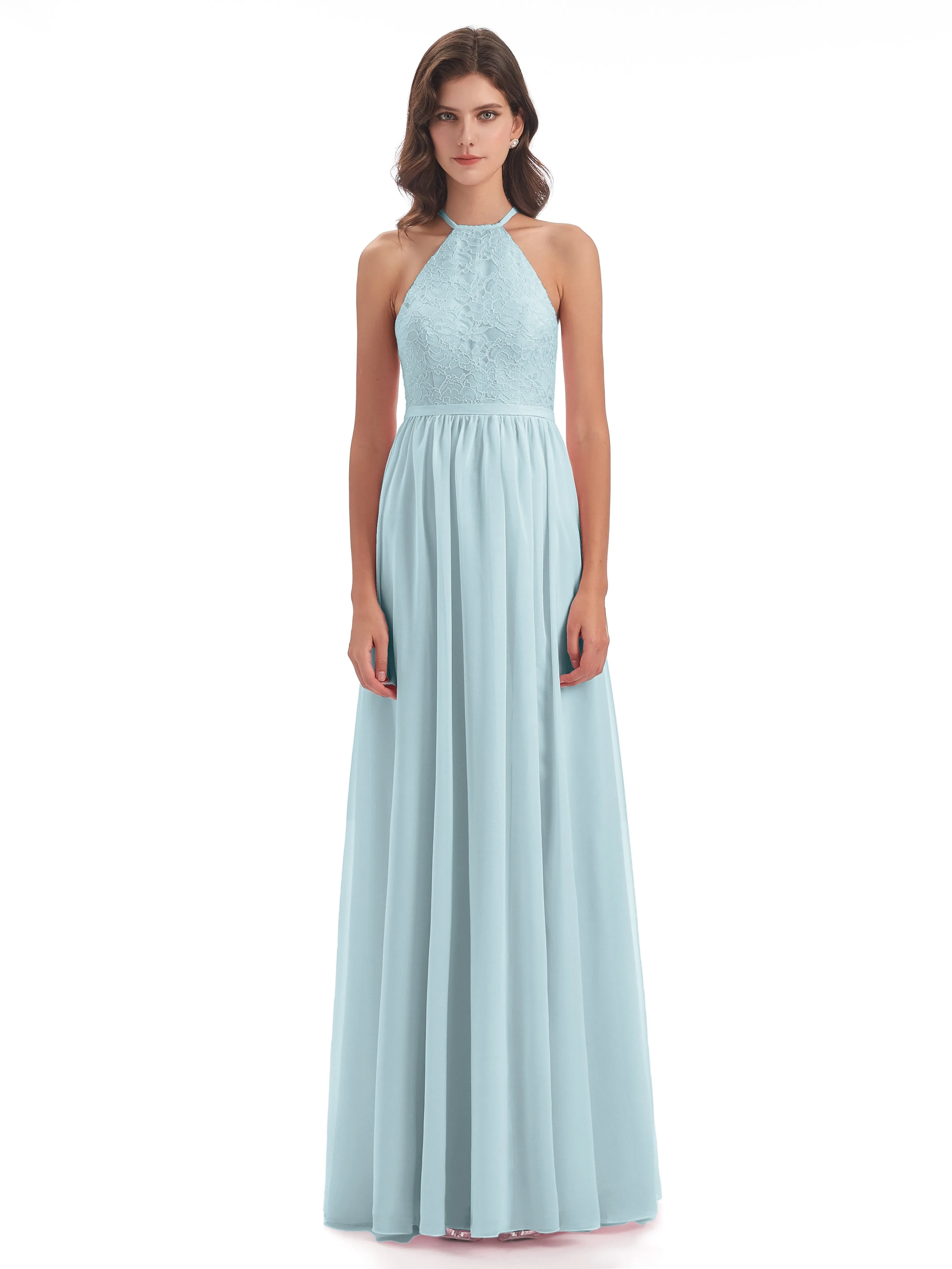 Arabella Fashion Halter Split Long Bridesmaid Dresses