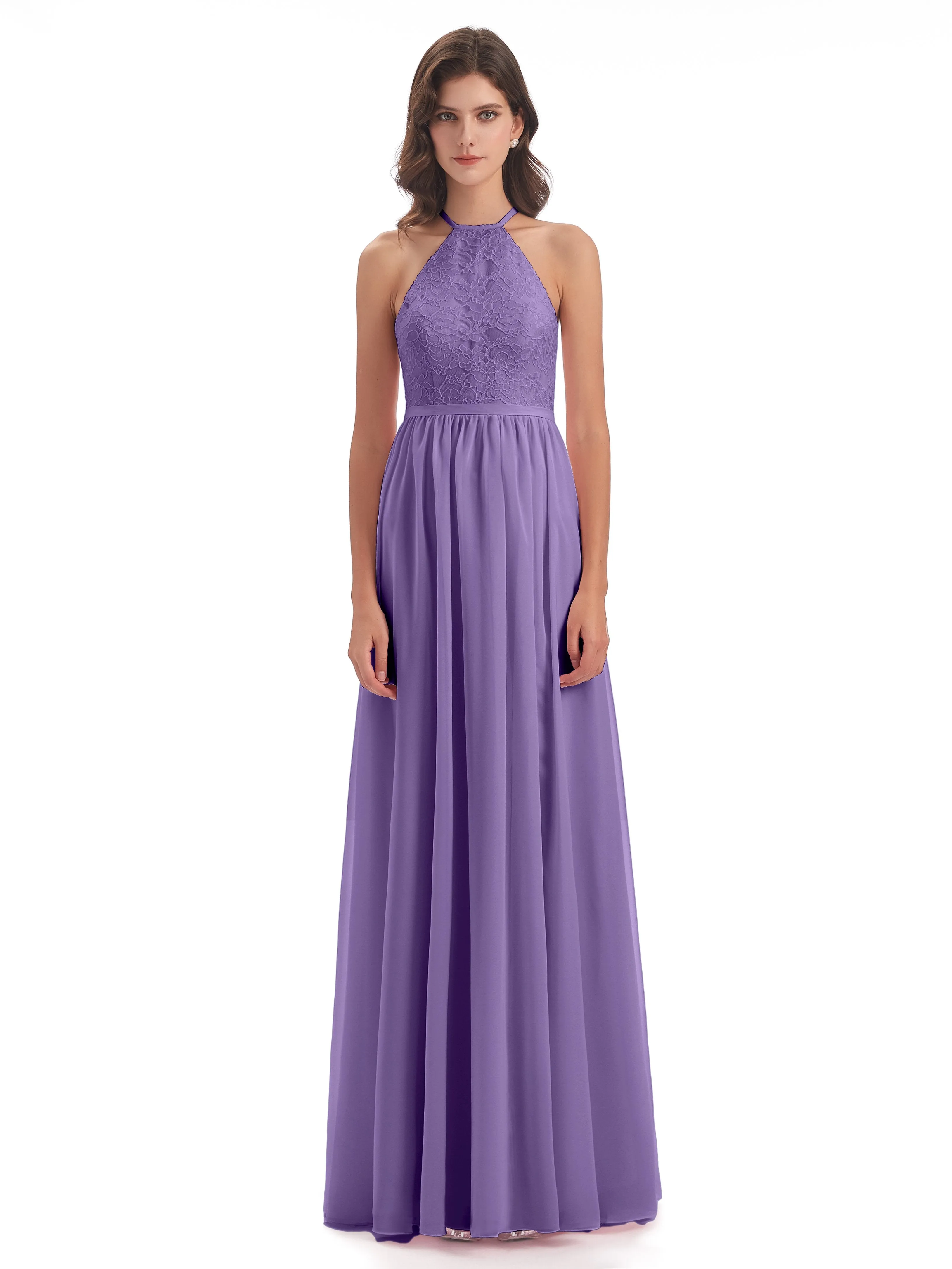 Arabella Fashion Halter Split Long Bridesmaid Dresses