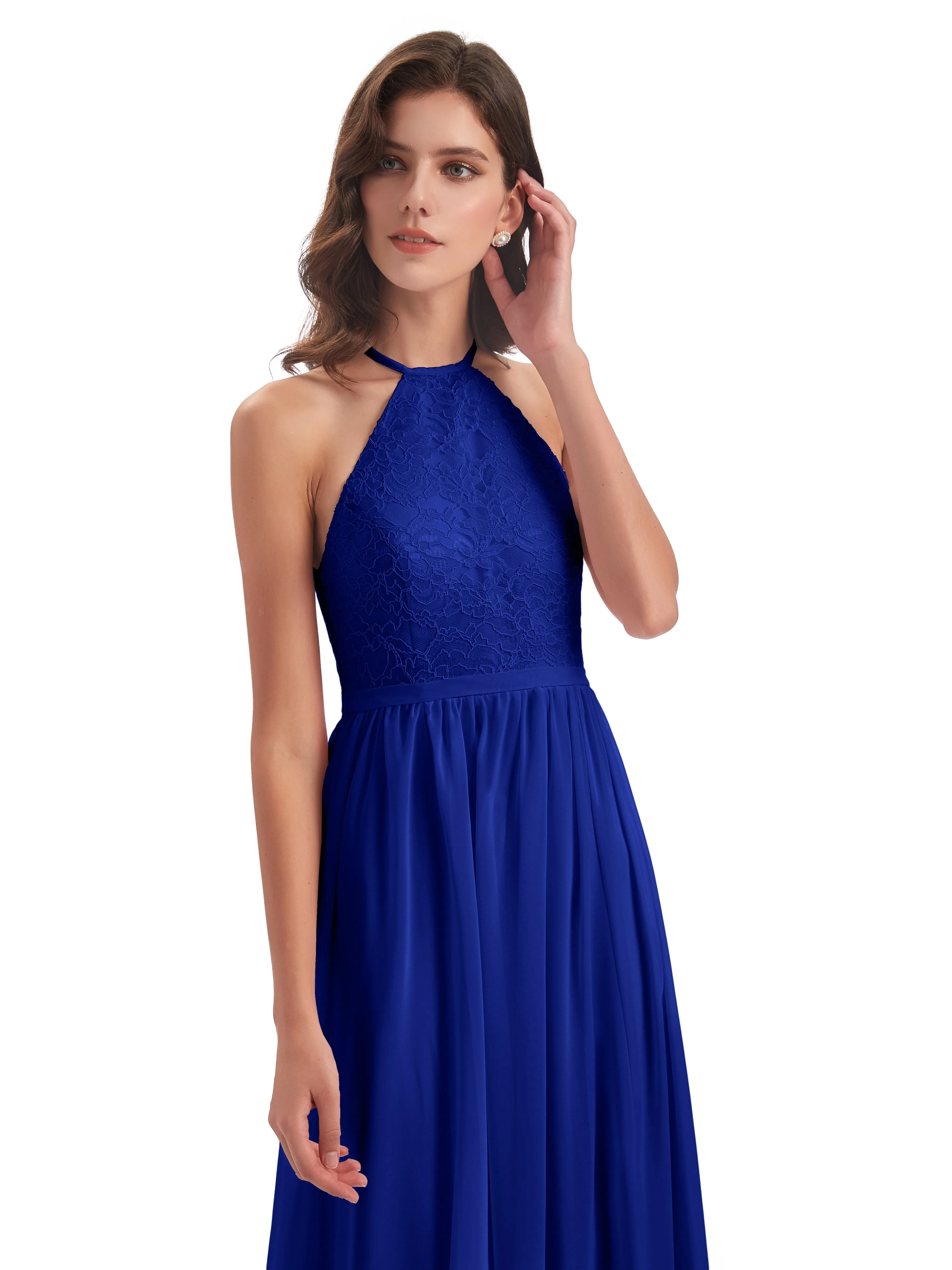 Arabella Fashion Halter Split Long Bridesmaid Dresses