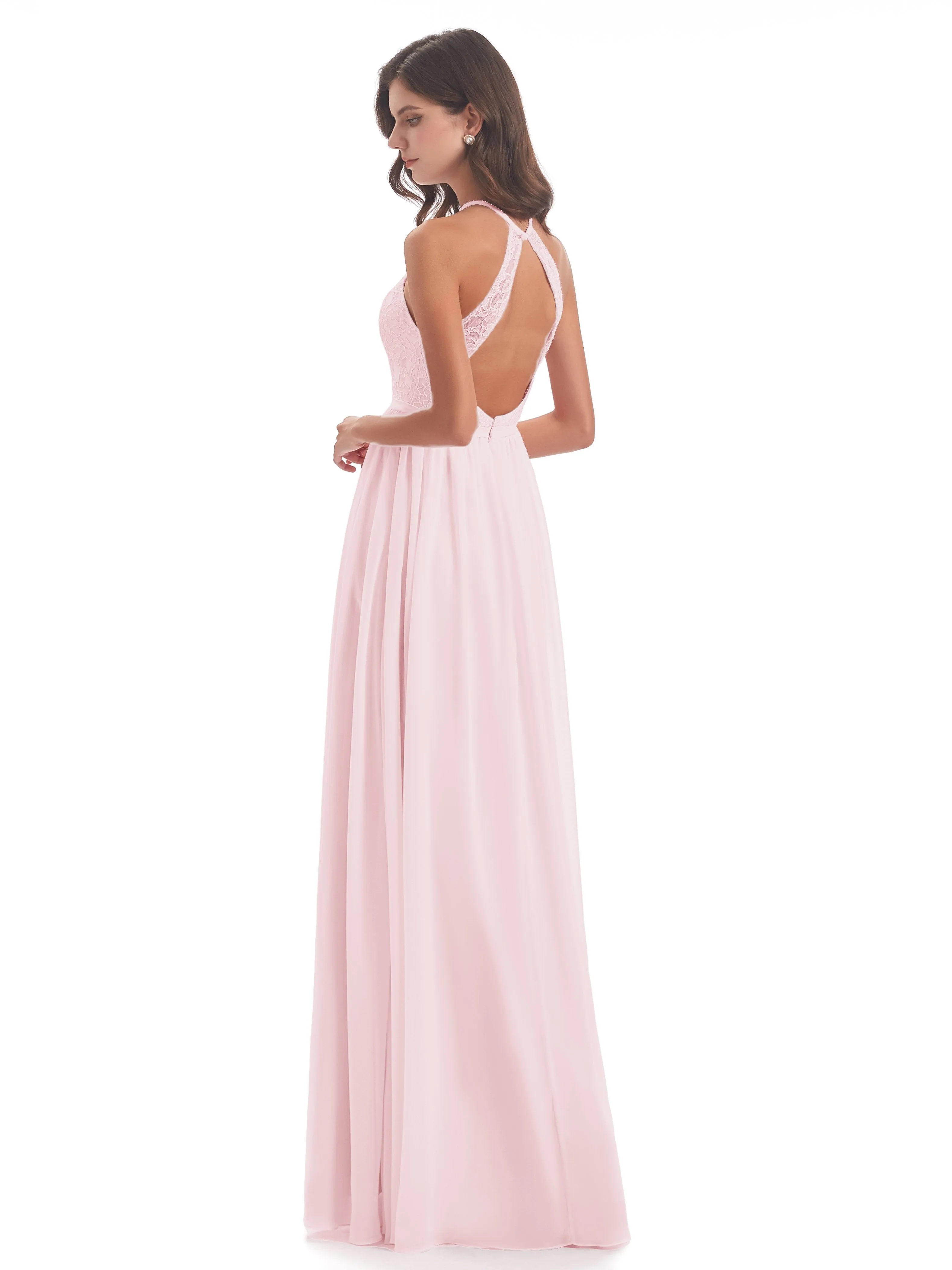 Arabella Fashion Halter Split Long Bridesmaid Dresses