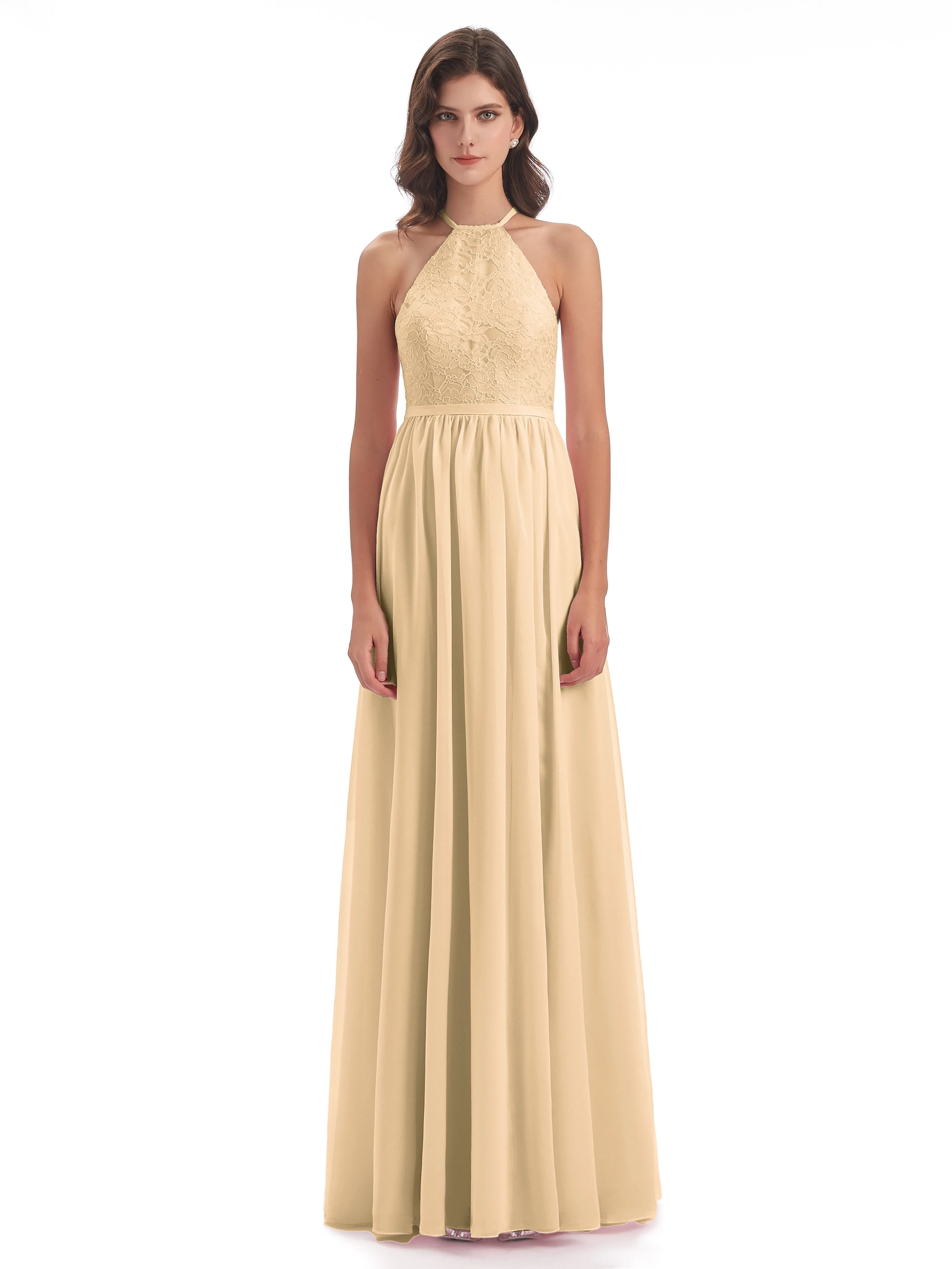 Arabella Fashion Halter Split Long Bridesmaid Dresses