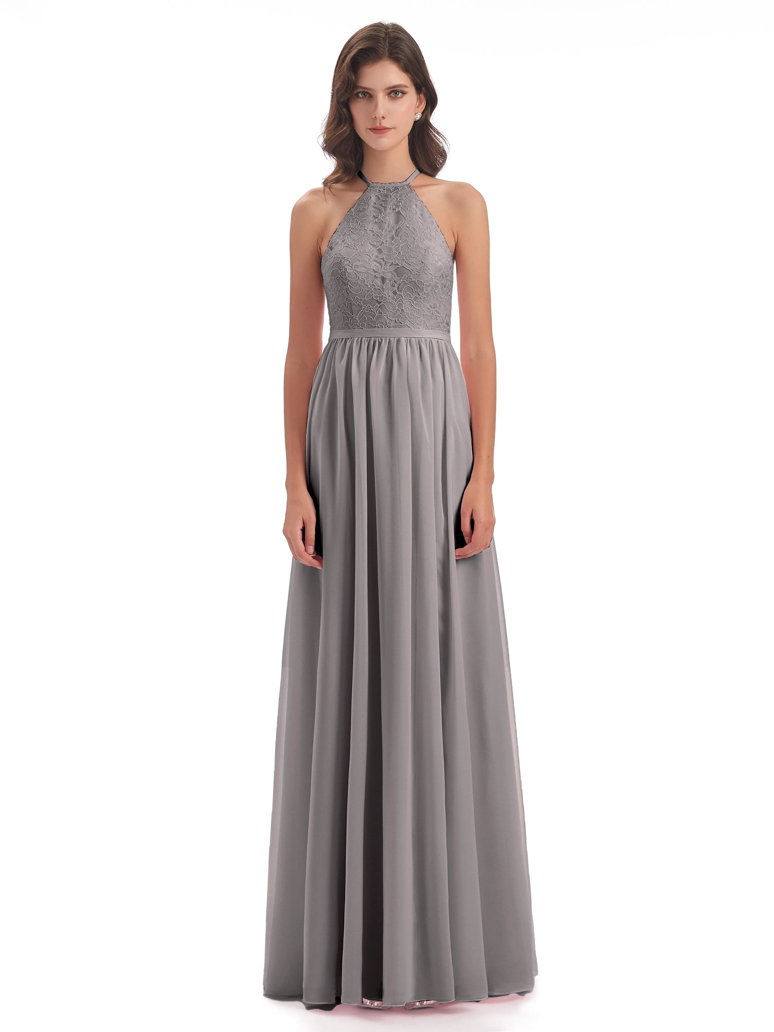 Arabella Fashion Halter Split Long Bridesmaid Dresses