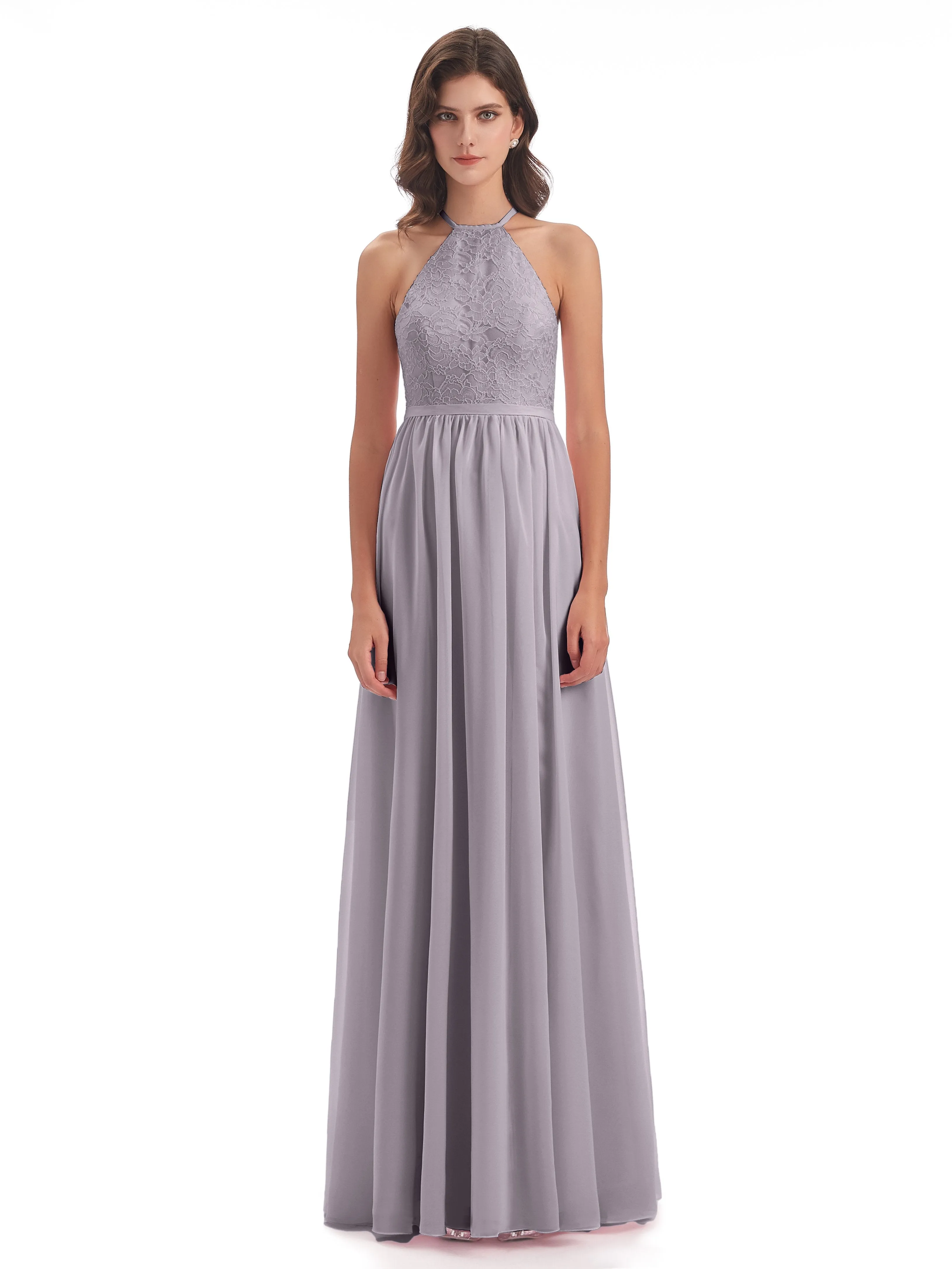 Arabella Fashion Halter Split Long Bridesmaid Dresses