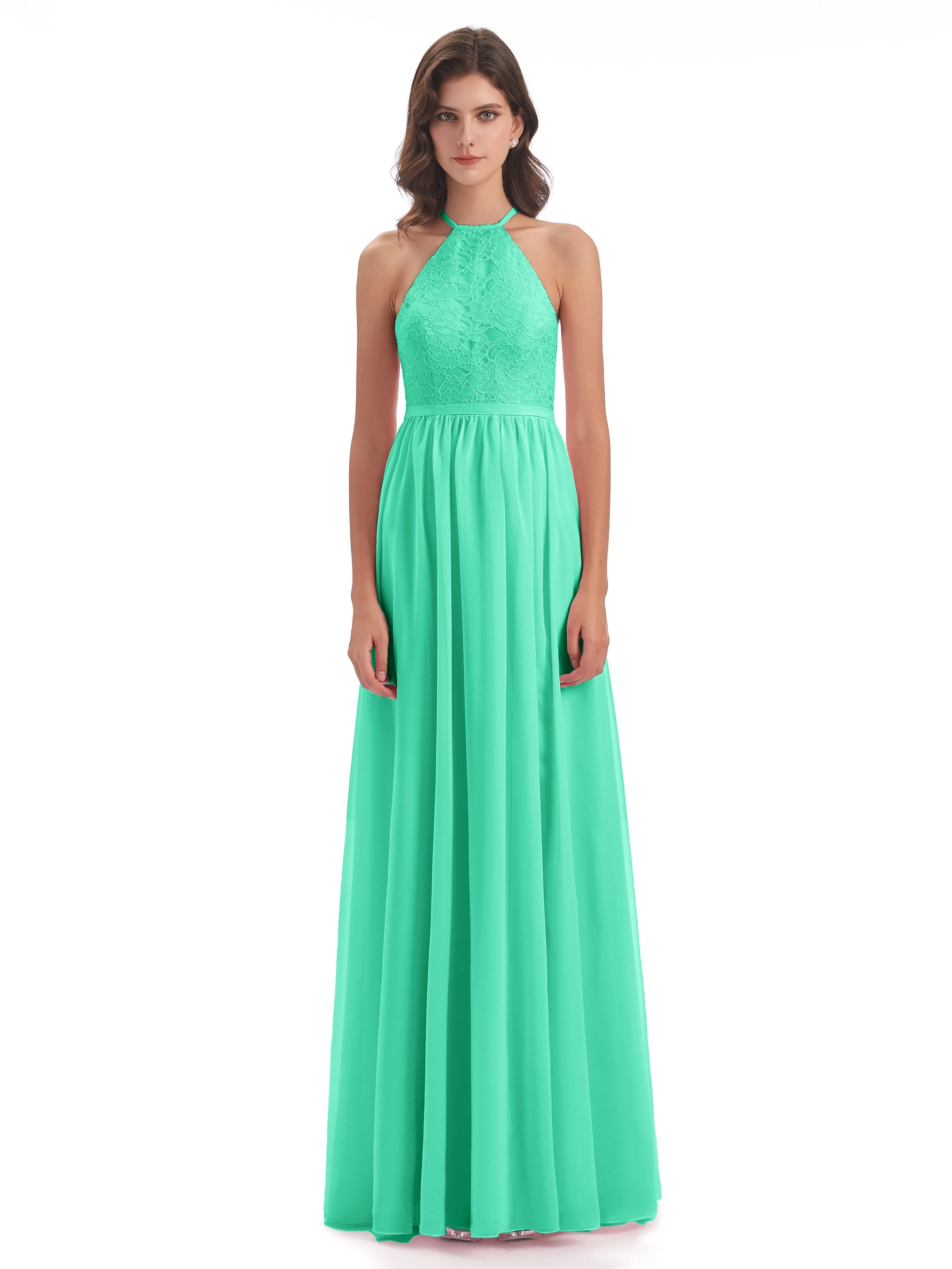 Arabella Fashion Halter Split Long Bridesmaid Dresses