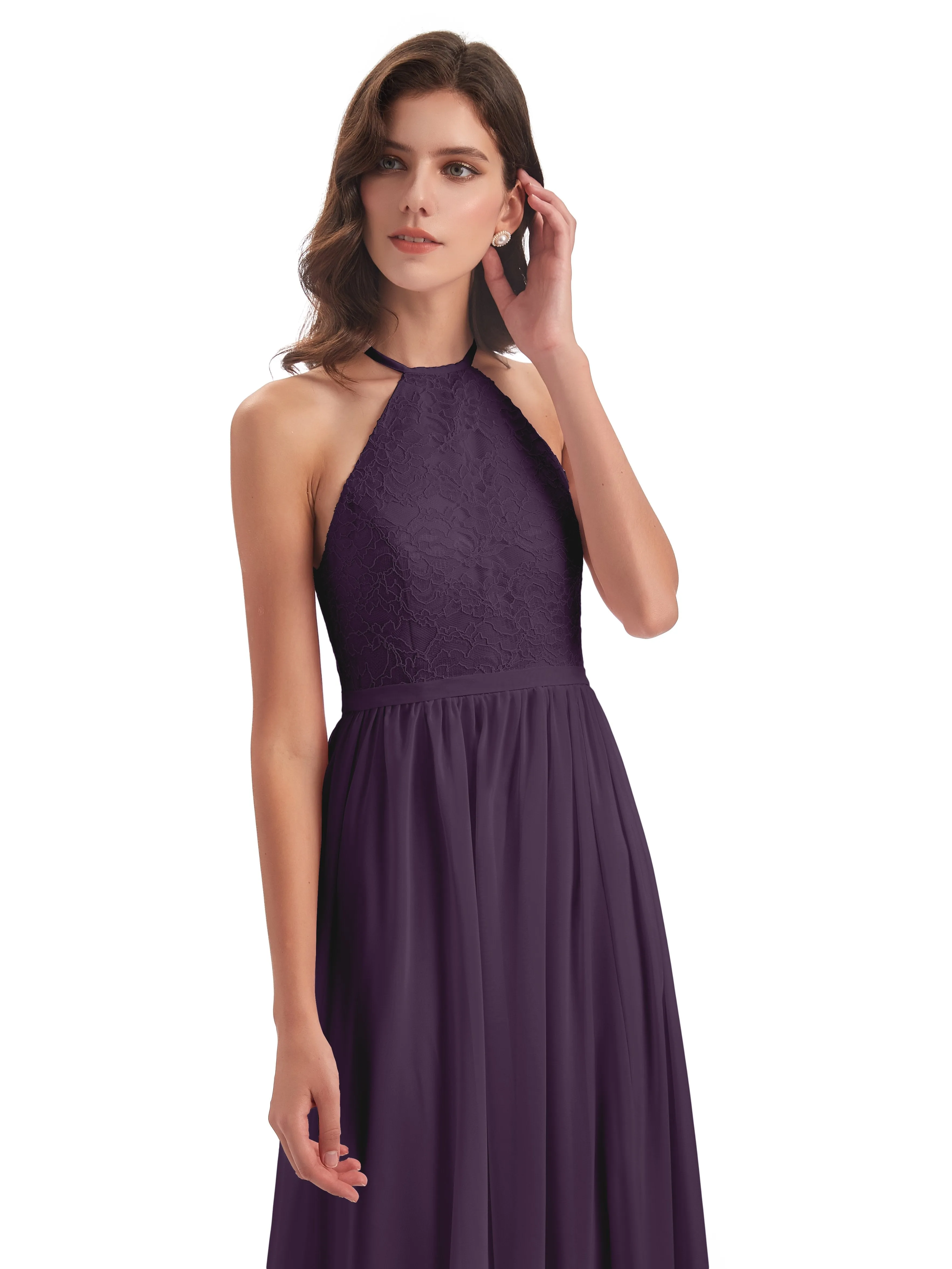 Arabella Fashion Halter Split Long Bridesmaid Dresses