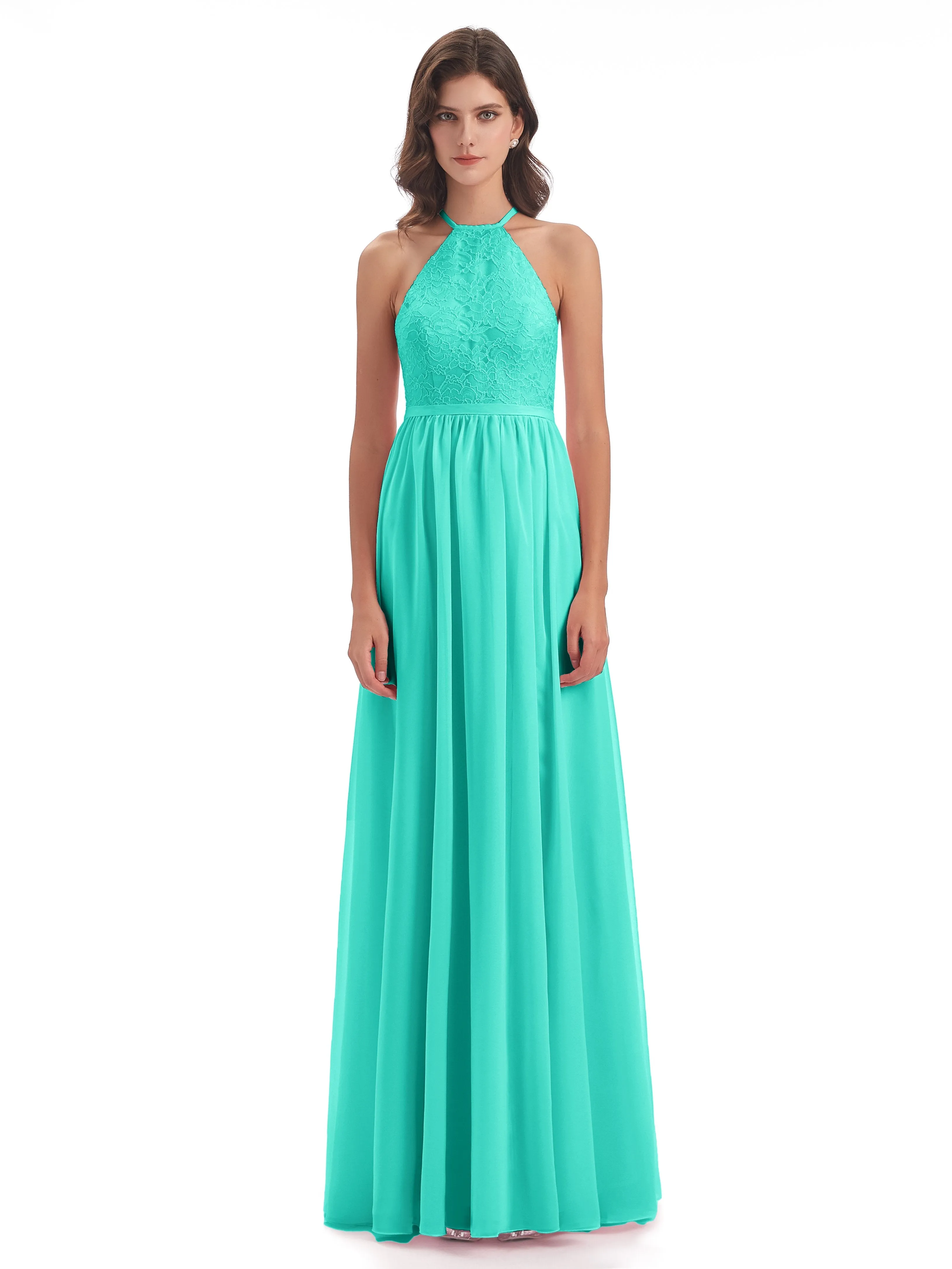 Arabella Fashion Halter Split Long Bridesmaid Dresses