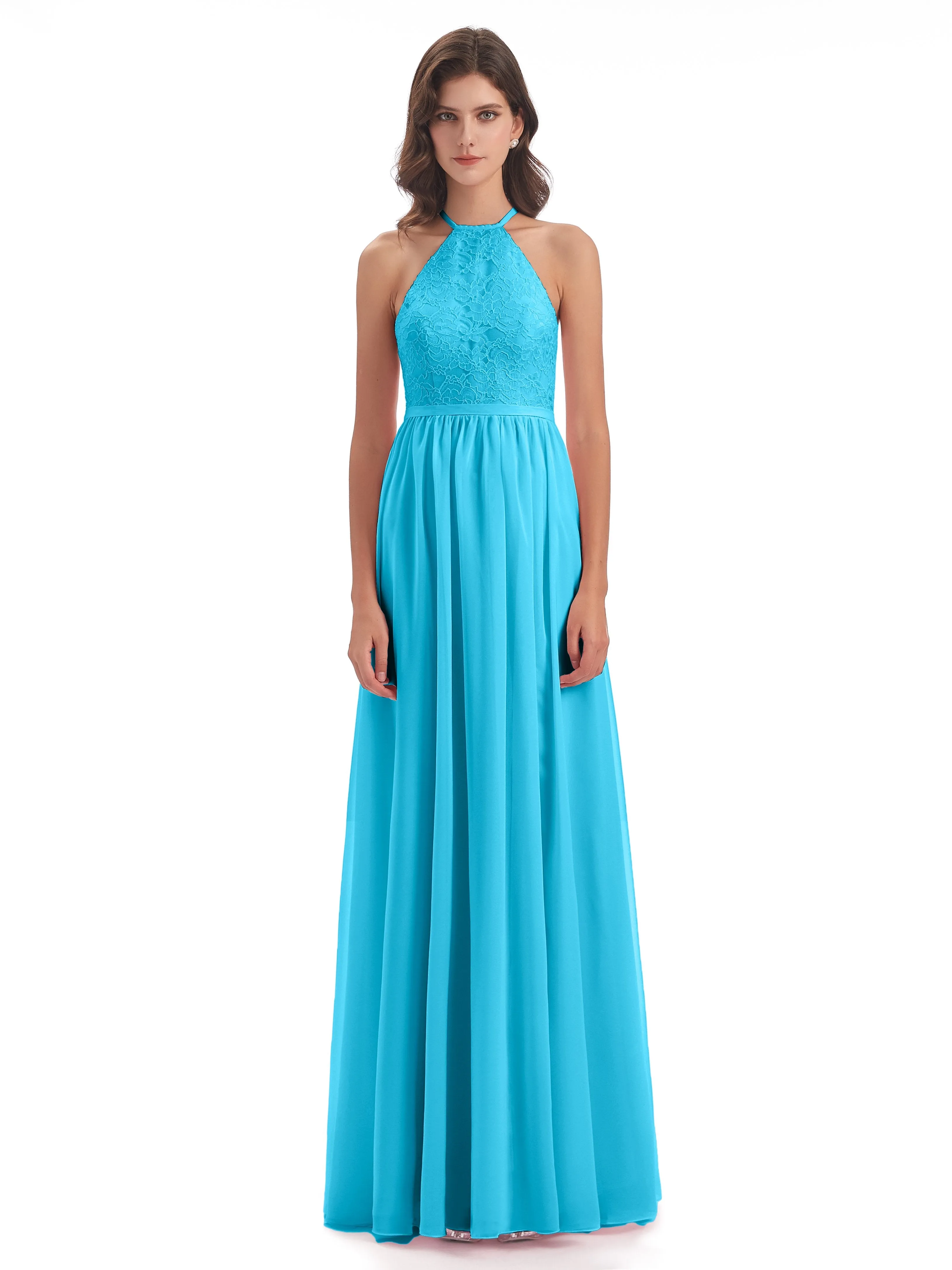 Arabella Fashion Halter Split Long Bridesmaid Dresses