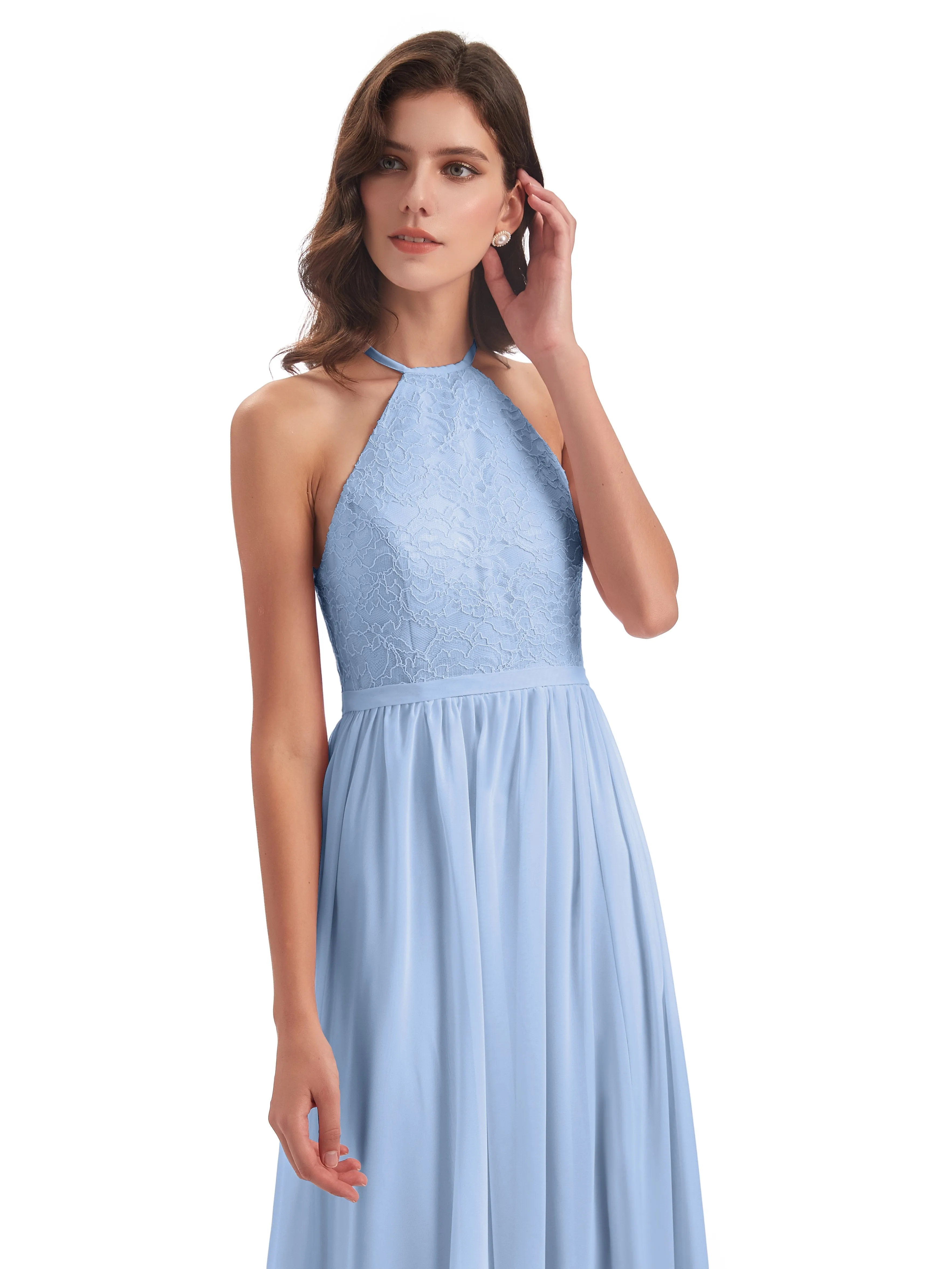 Arabella Fashion Halter Split Long Bridesmaid Dresses