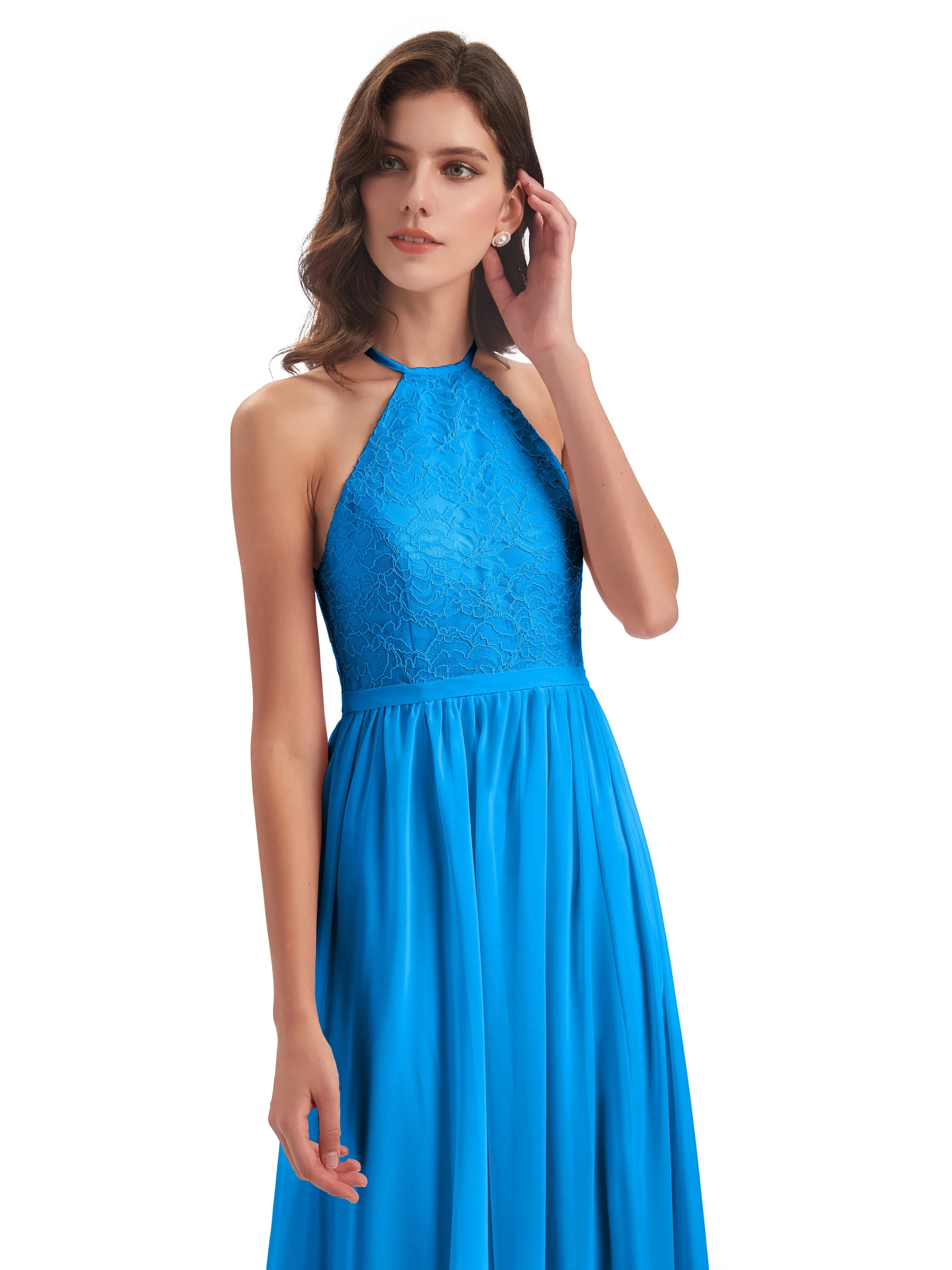 Arabella Fashion Halter Split Long Bridesmaid Dresses