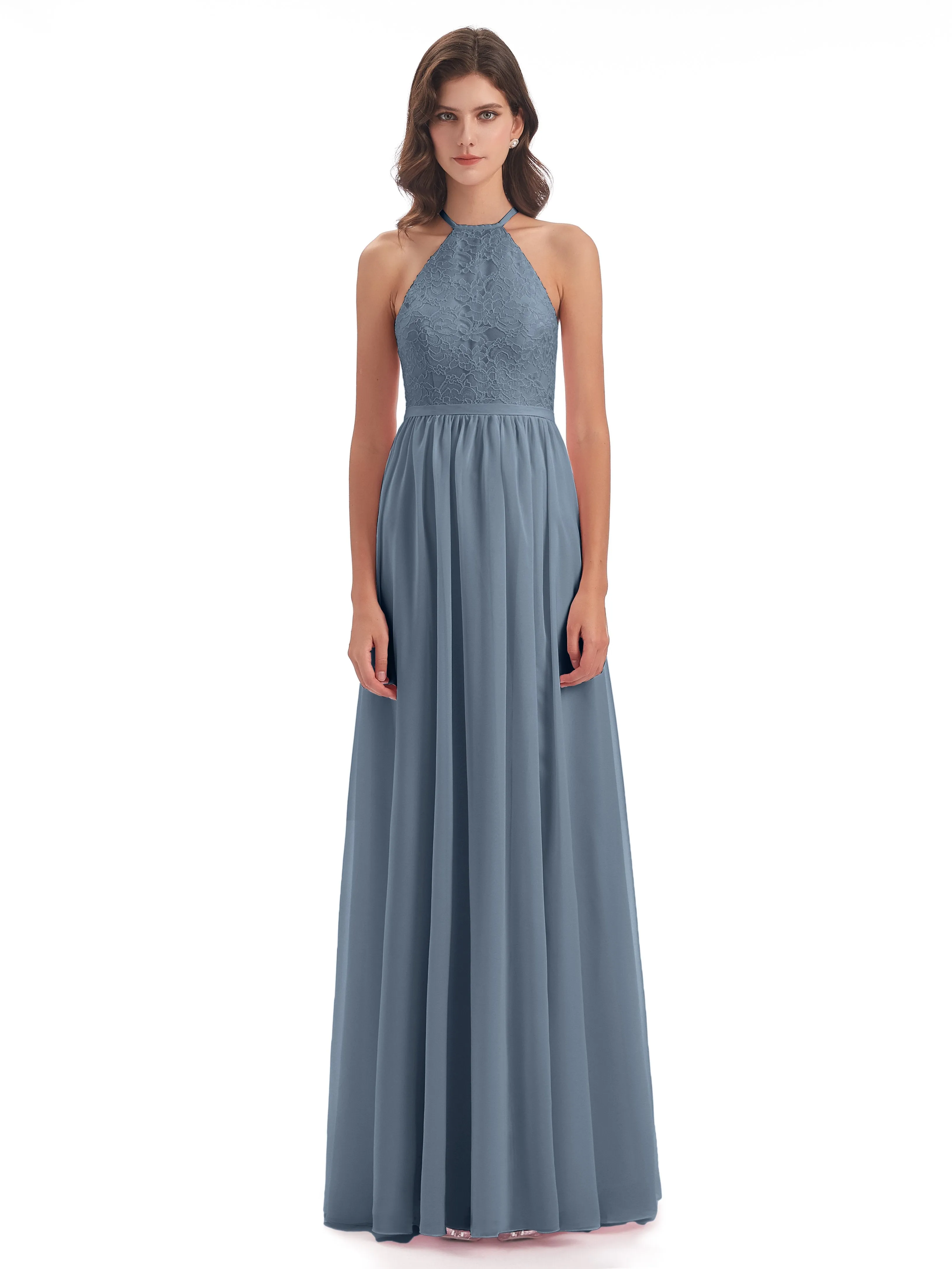 Arabella Fashion Halter Split Long Bridesmaid Dresses