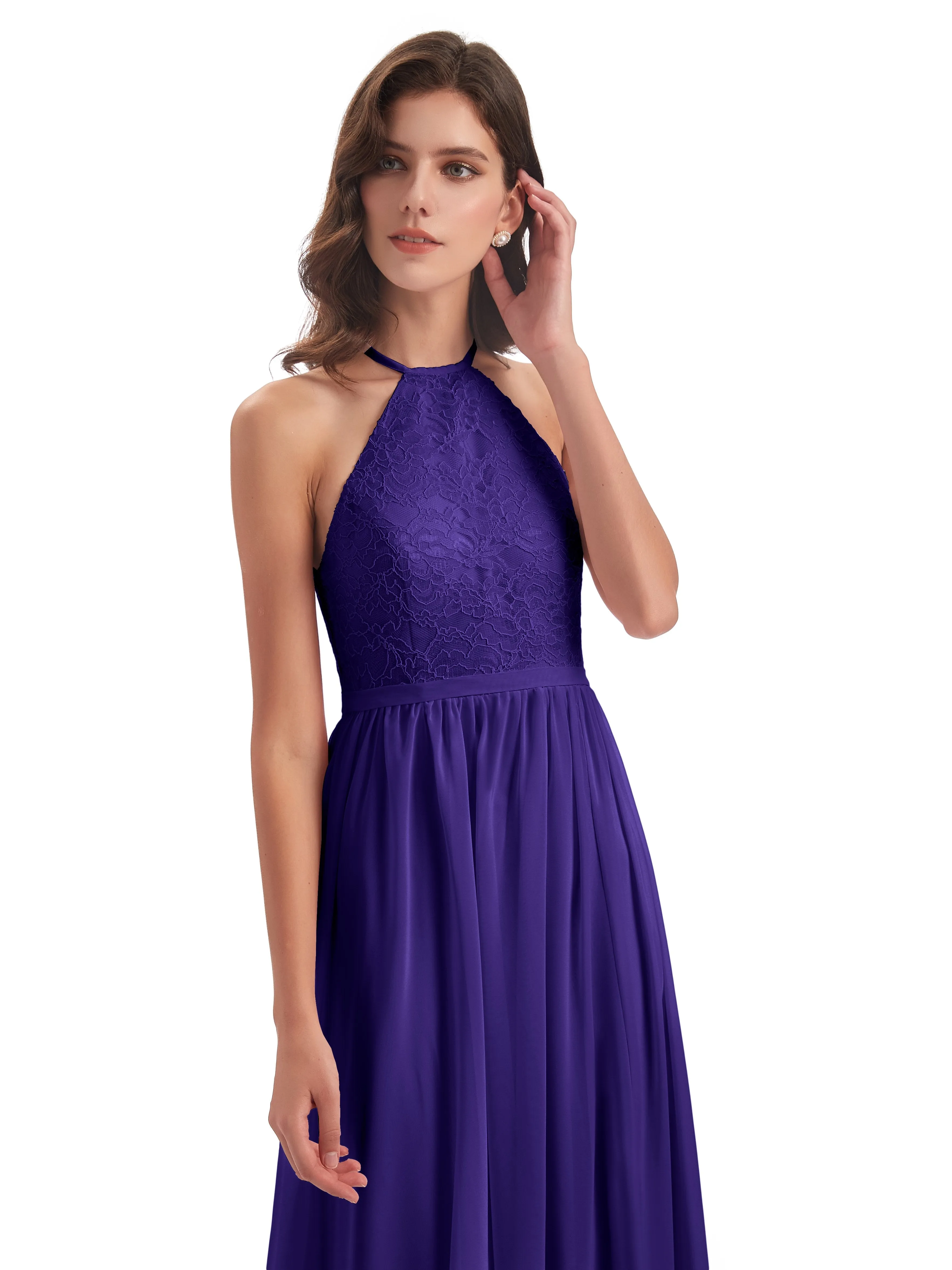 Arabella Fashion Halter Split Long Bridesmaid Dresses