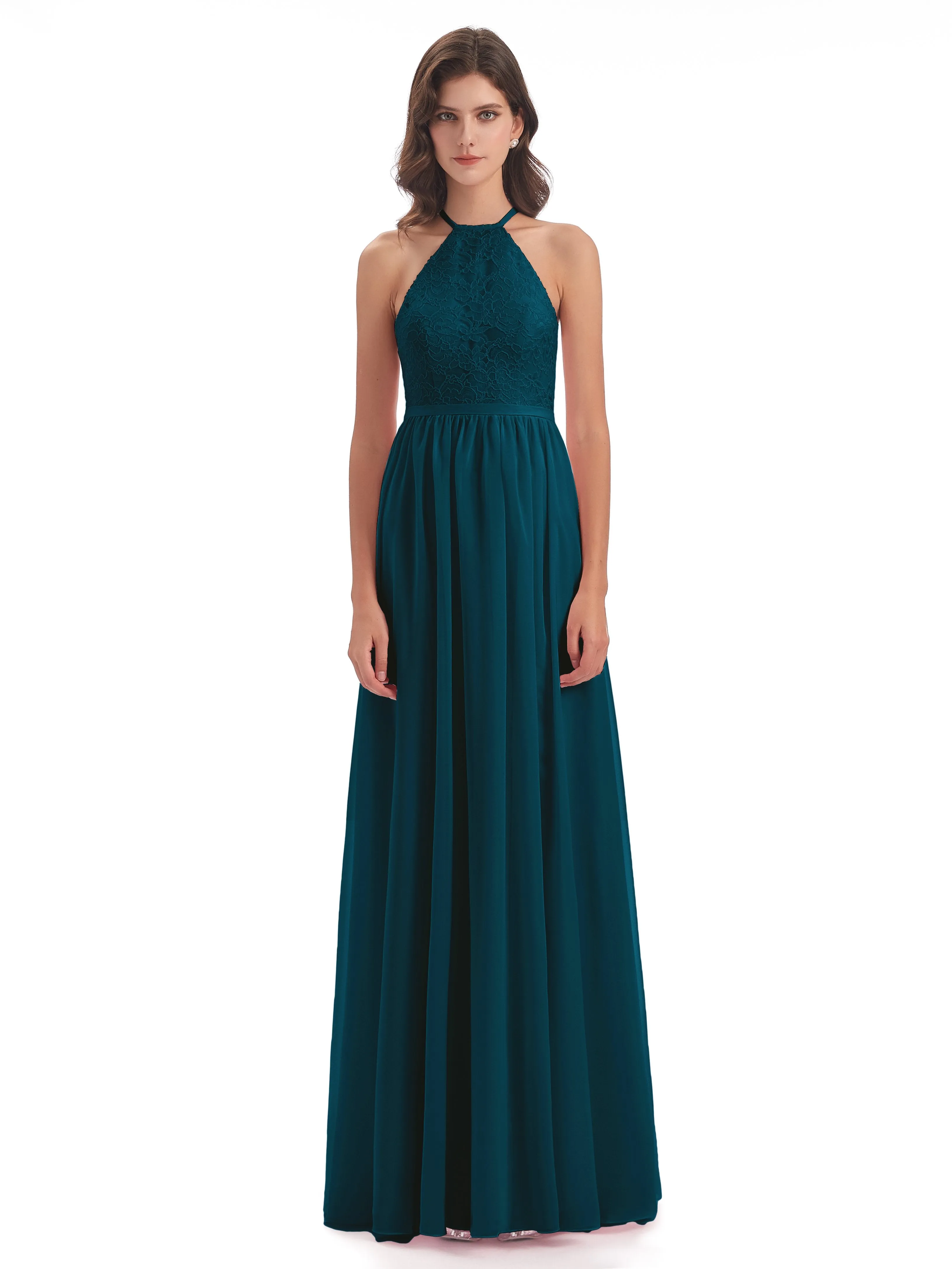 Arabella Fashion Halter Split Long Bridesmaid Dresses