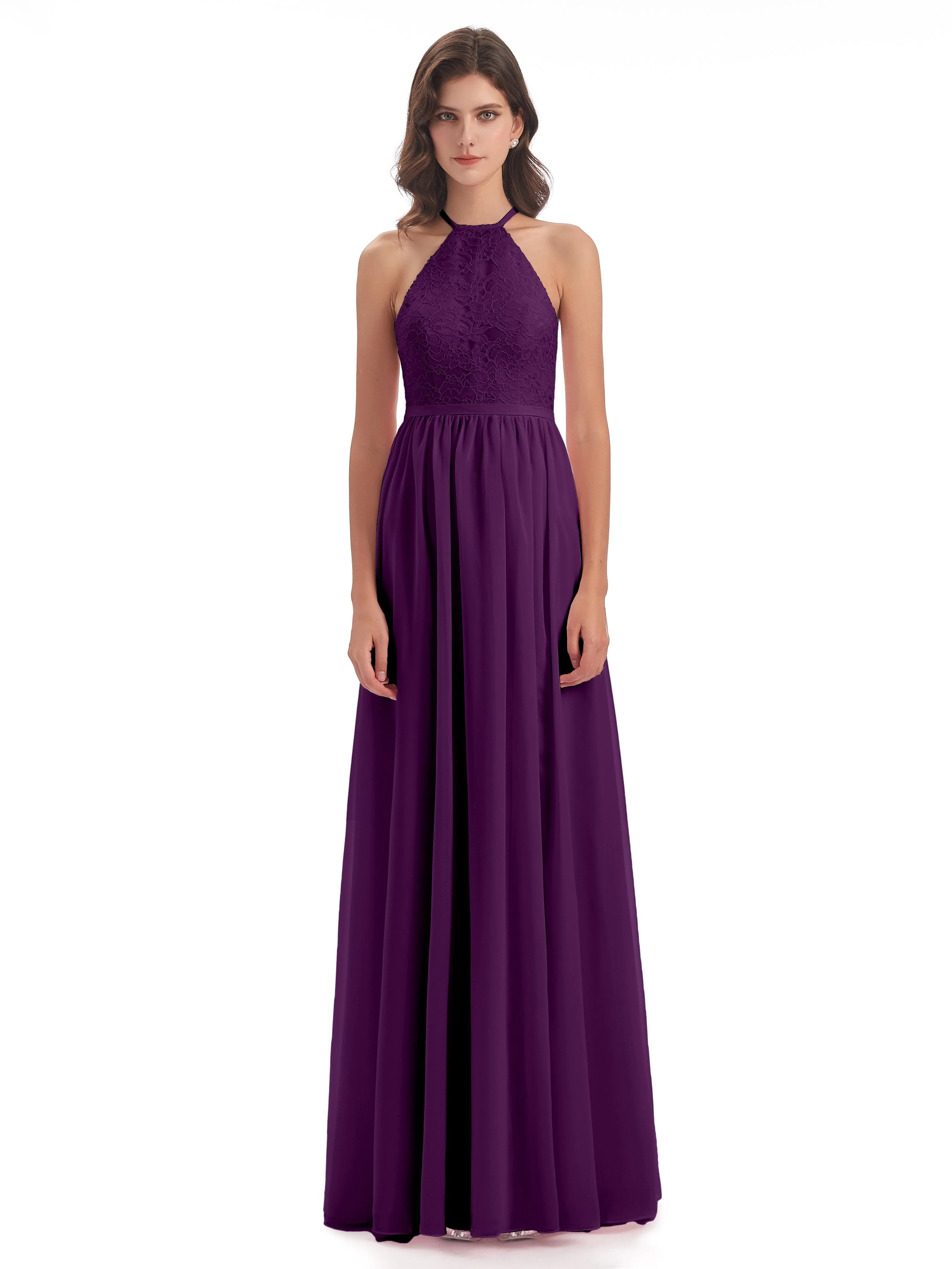 Arabella Fashion Halter Split Long Bridesmaid Dresses