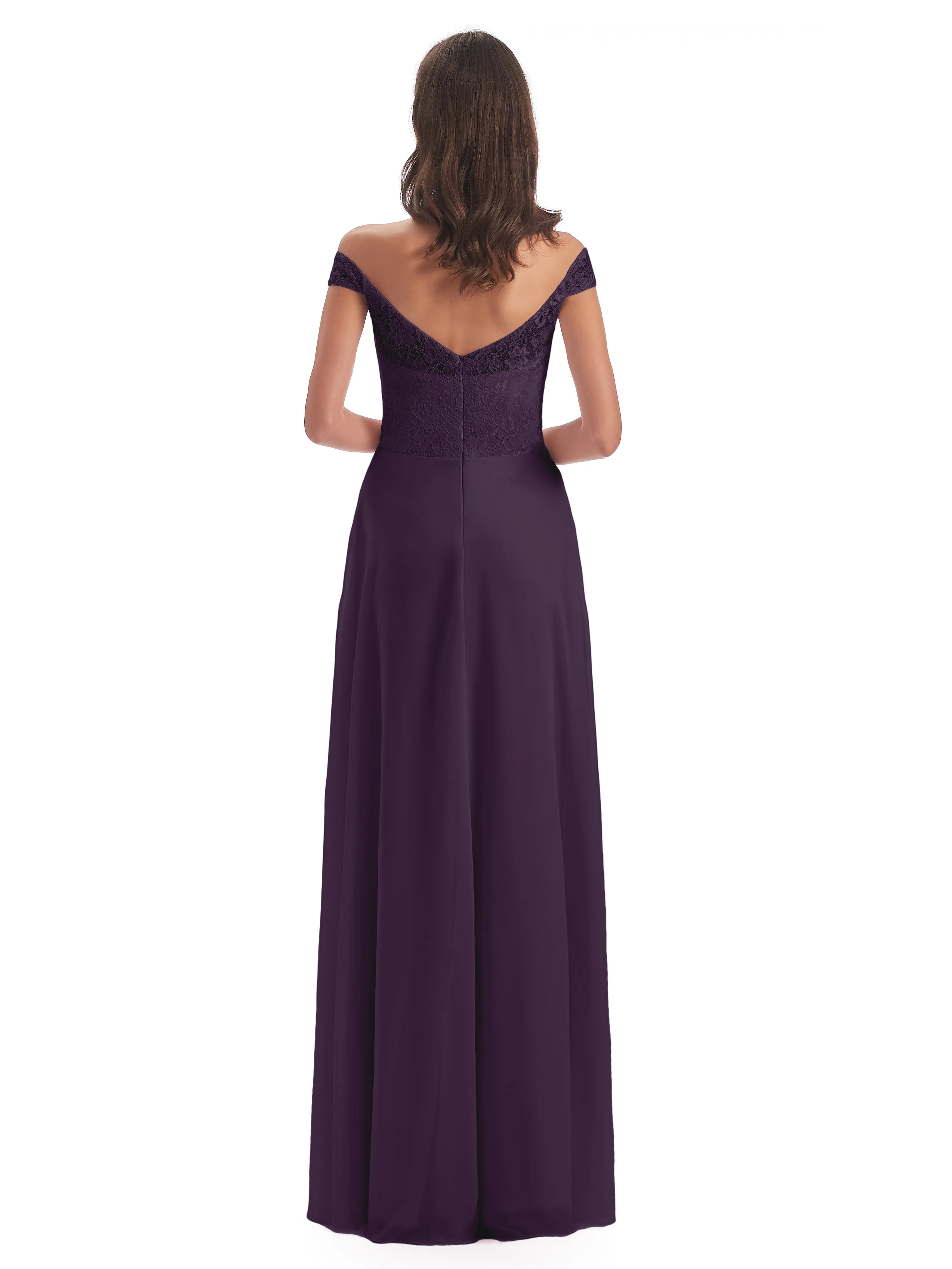 Aurora Chiffon Off The Shoulder Floor-Length Bridesmaid Dresses