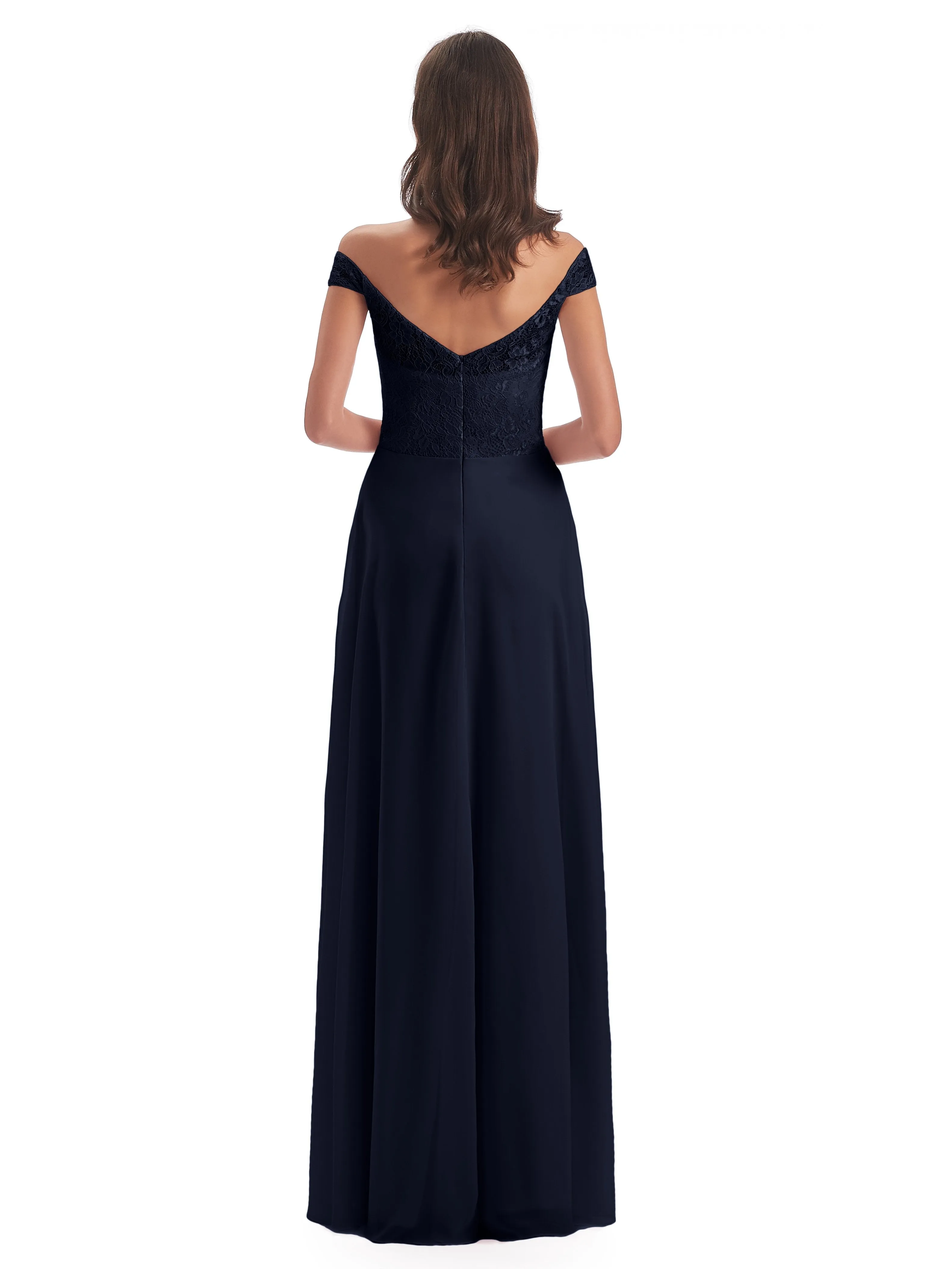 Aurora Chiffon Off The Shoulder Floor-Length Bridesmaid Dresses