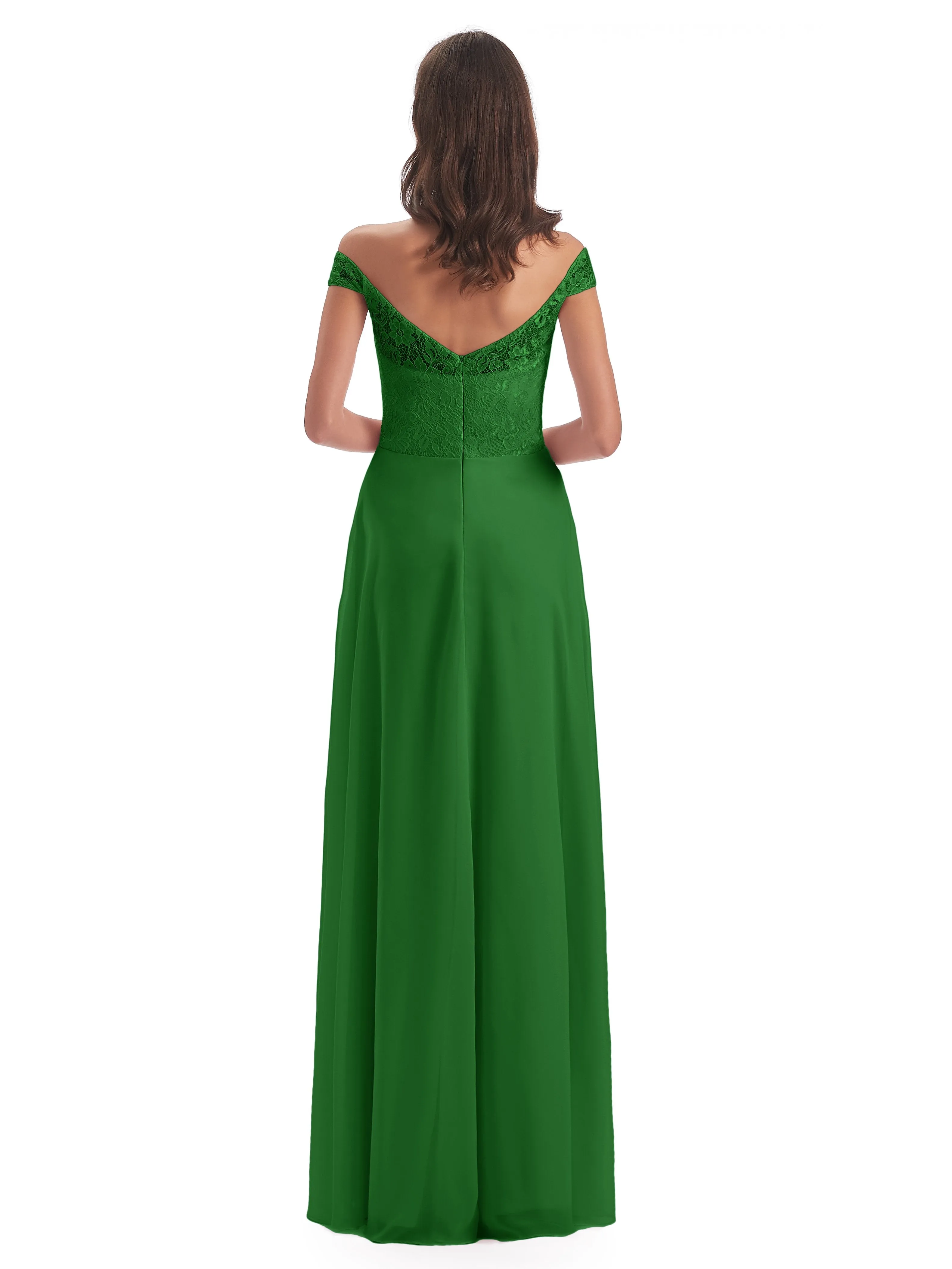 Aurora Chiffon Off The Shoulder Floor-Length Bridesmaid Dresses