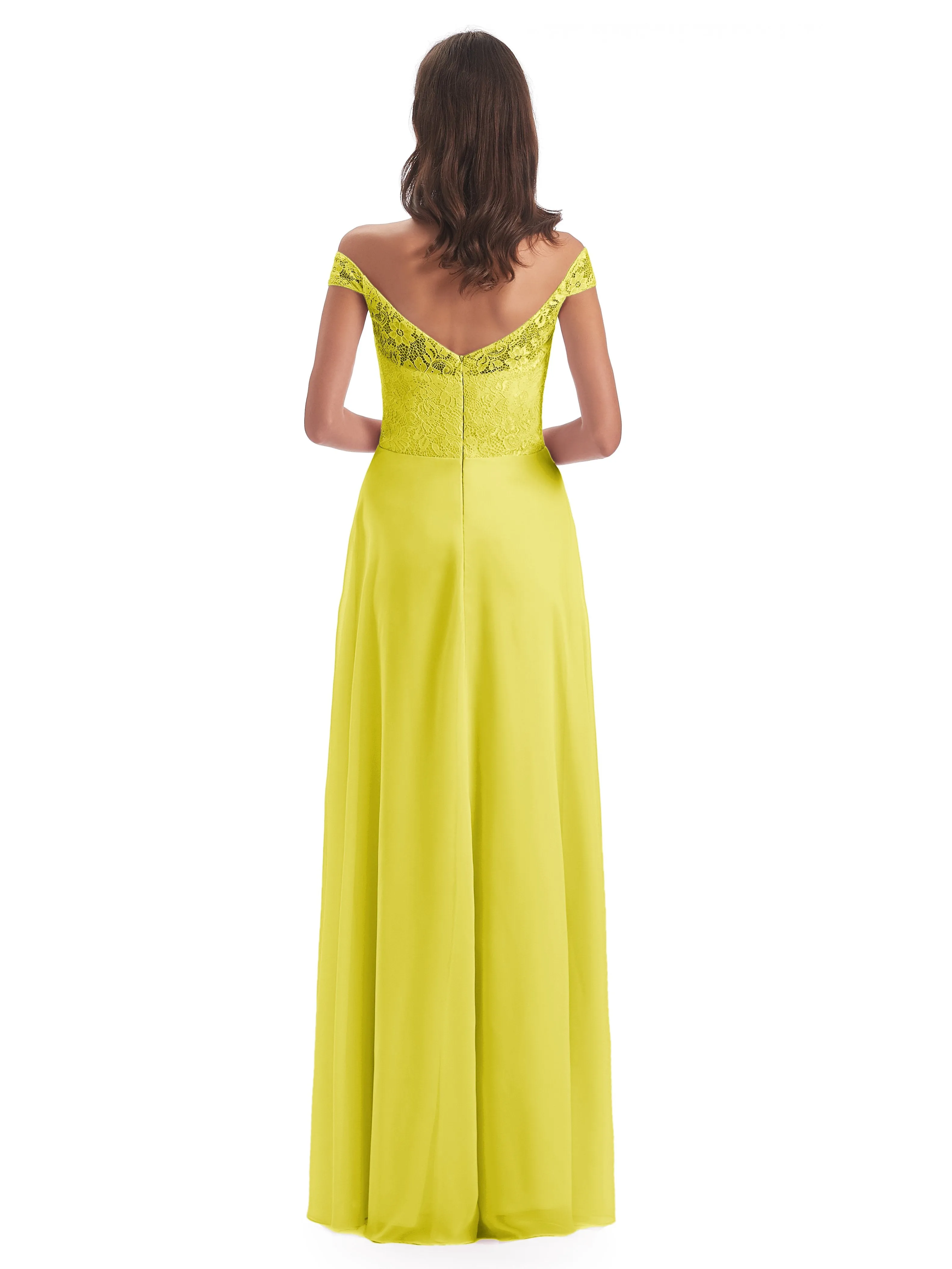 Aurora Chiffon Off The Shoulder Floor-Length Bridesmaid Dresses