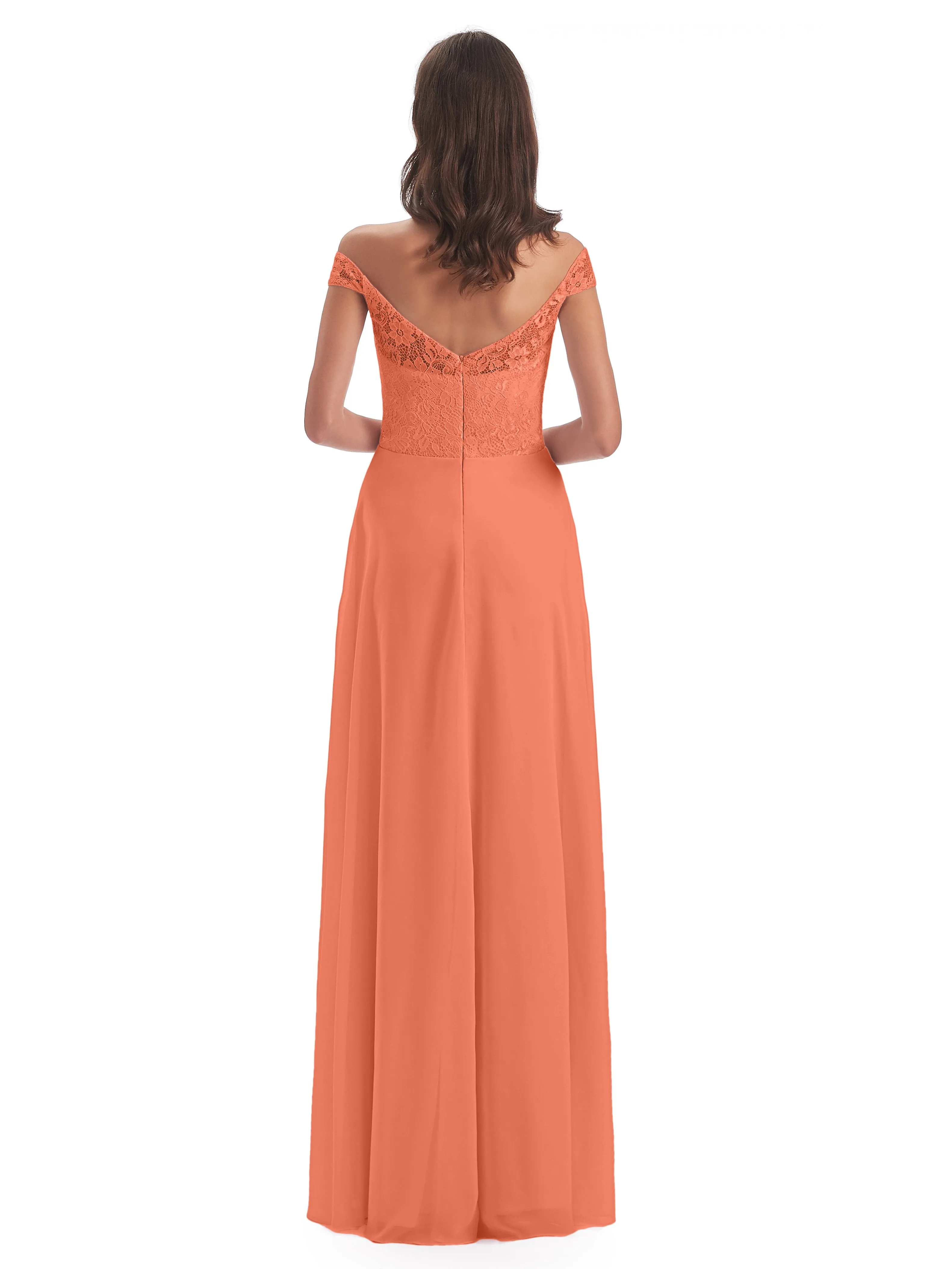 Aurora Chiffon Off The Shoulder Floor-Length Bridesmaid Dresses