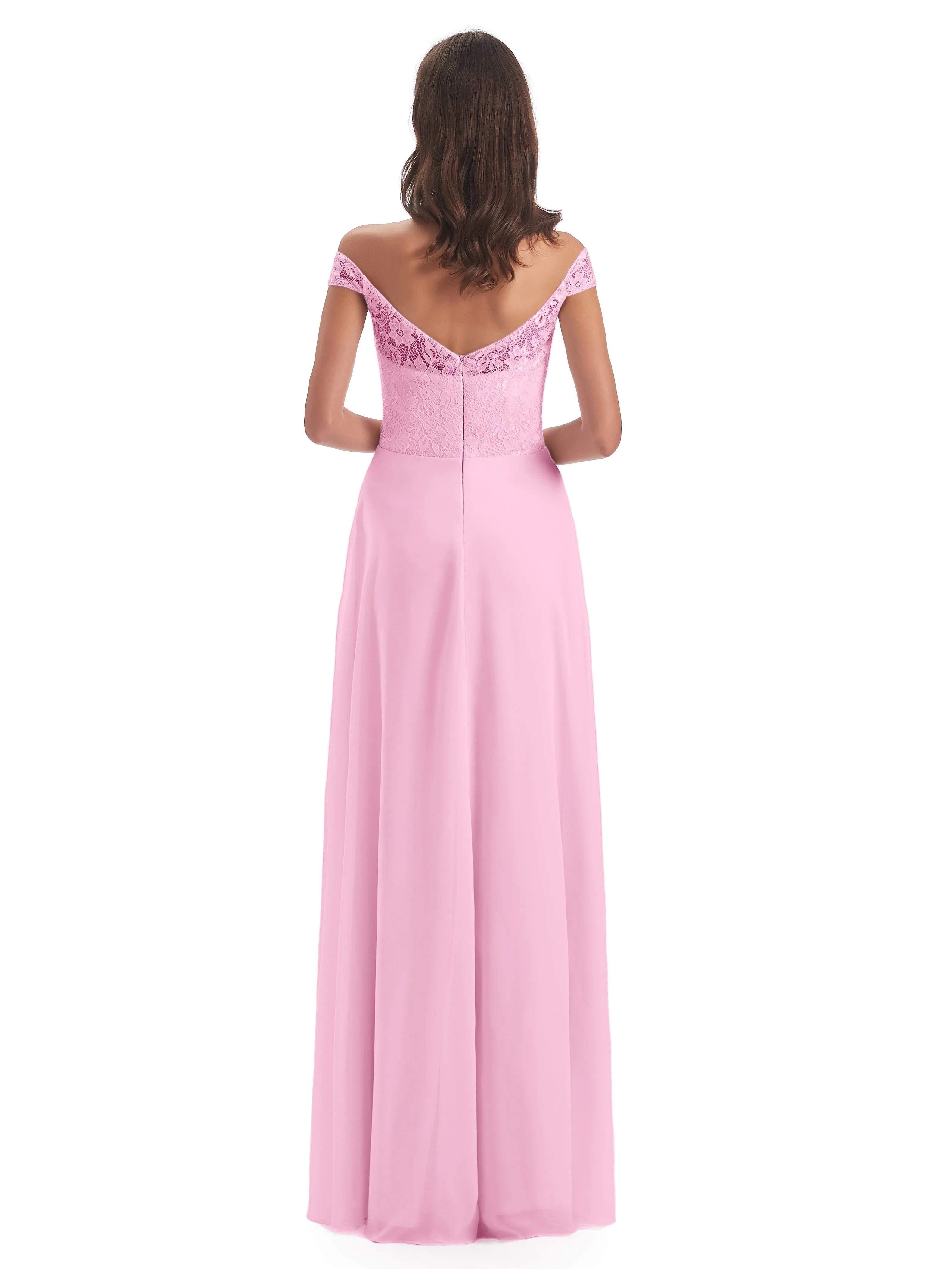 Aurora Chiffon Off The Shoulder Floor-Length Bridesmaid Dresses