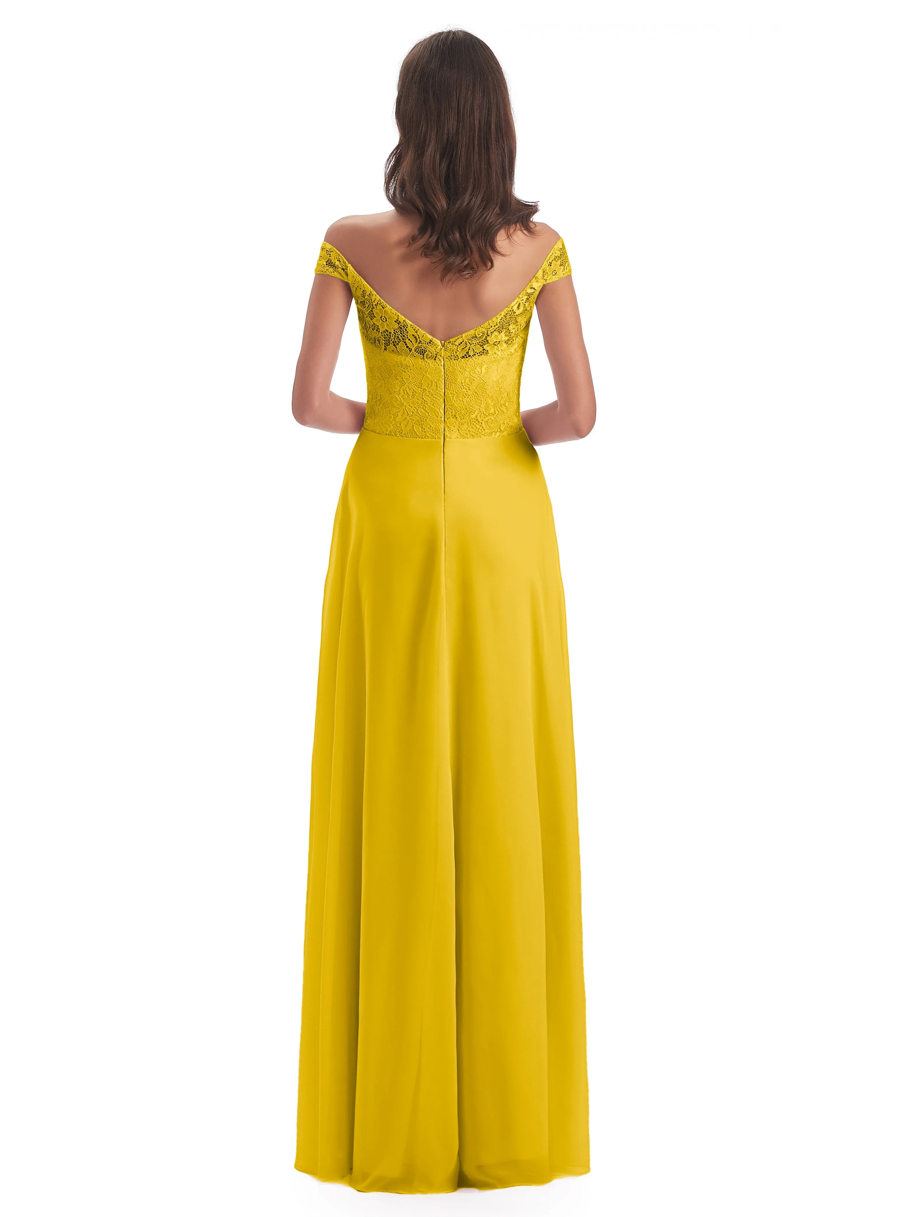 Aurora Chiffon Off The Shoulder Floor-Length Bridesmaid Dresses