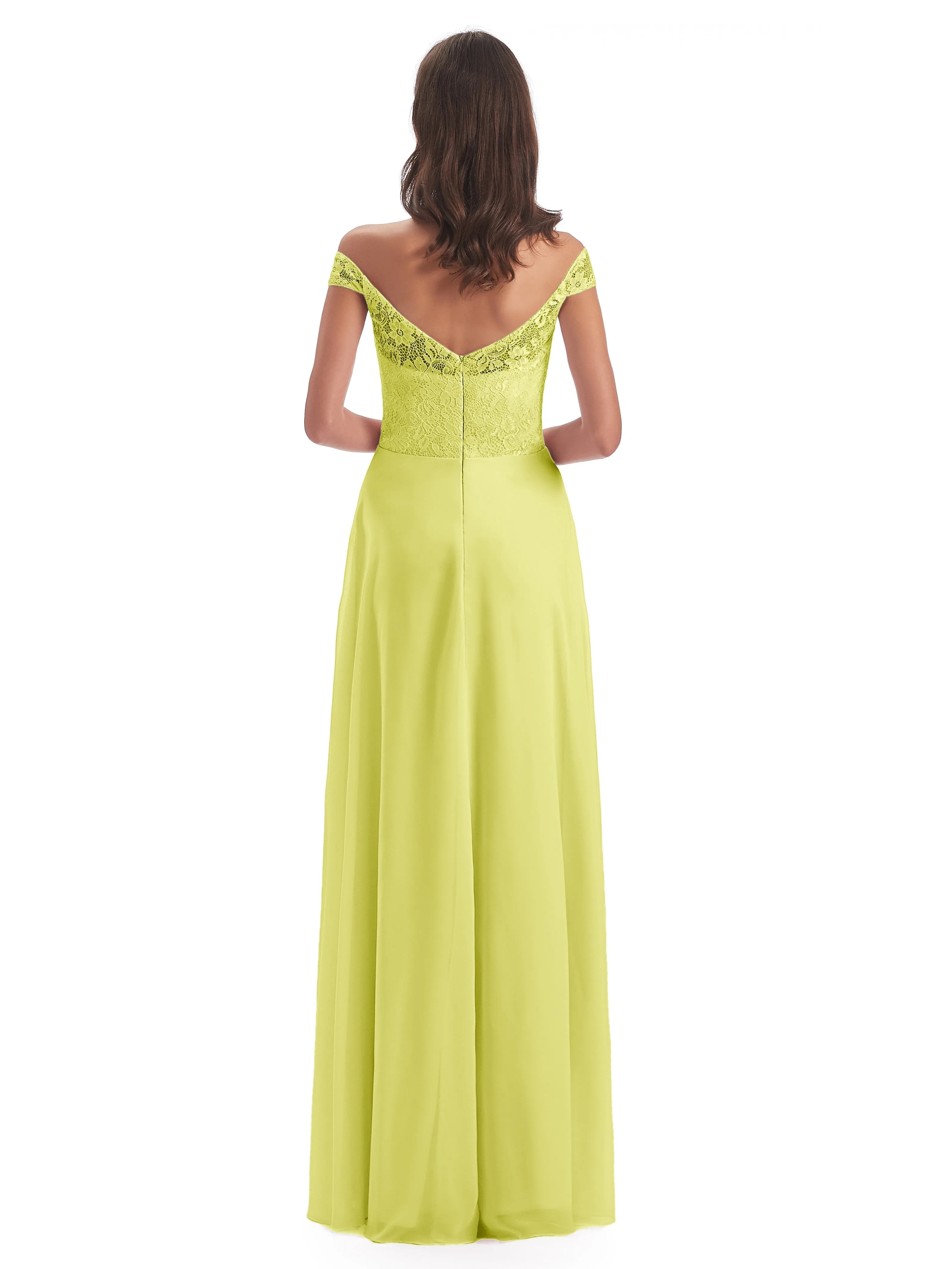 Aurora Chiffon Off The Shoulder Floor-Length Bridesmaid Dresses