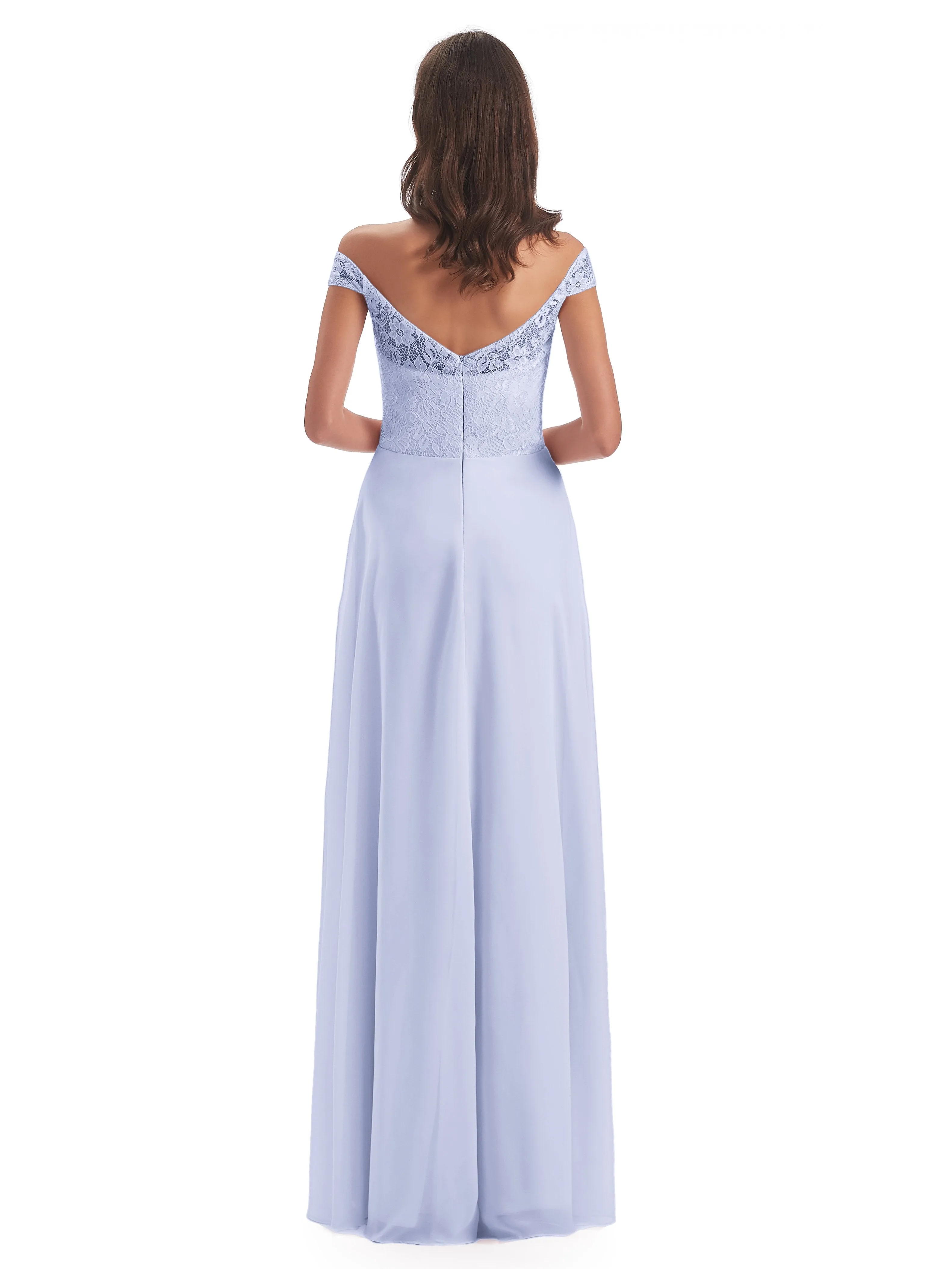 Aurora Chiffon Off The Shoulder Floor-Length Bridesmaid Dresses