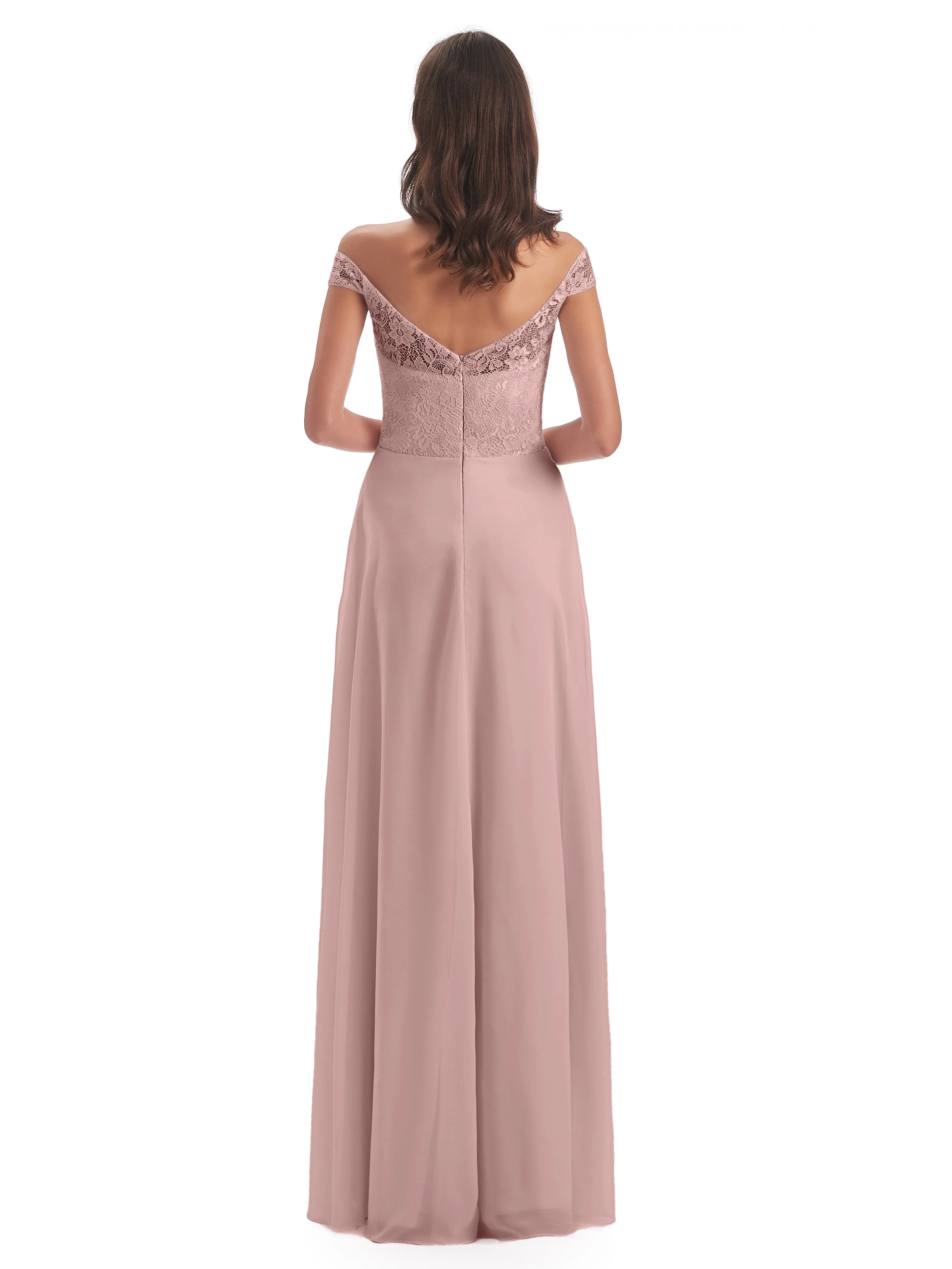 Aurora Chiffon Off The Shoulder Floor-Length Bridesmaid Dresses