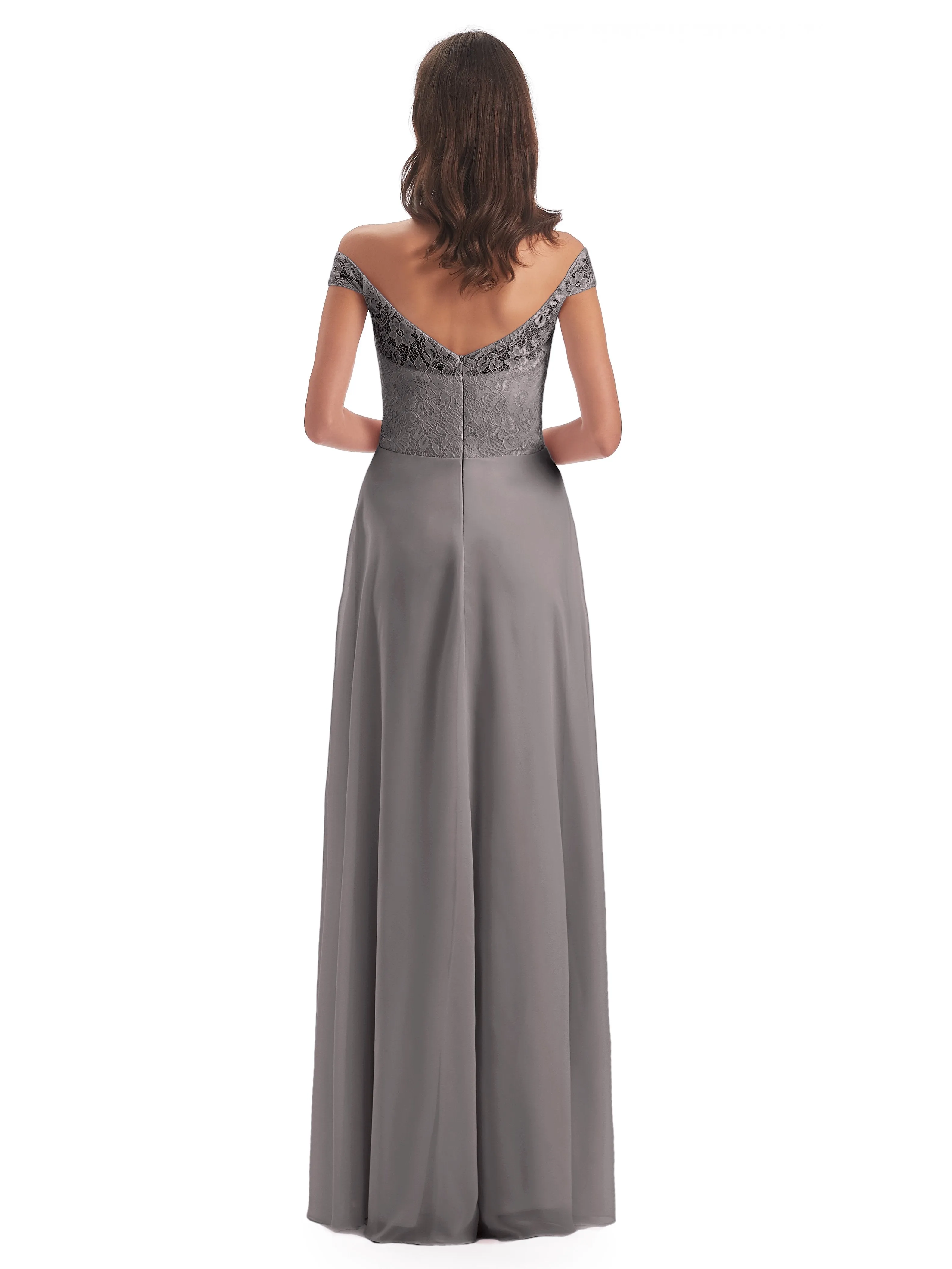 Aurora Chiffon Off The Shoulder Floor-Length Bridesmaid Dresses