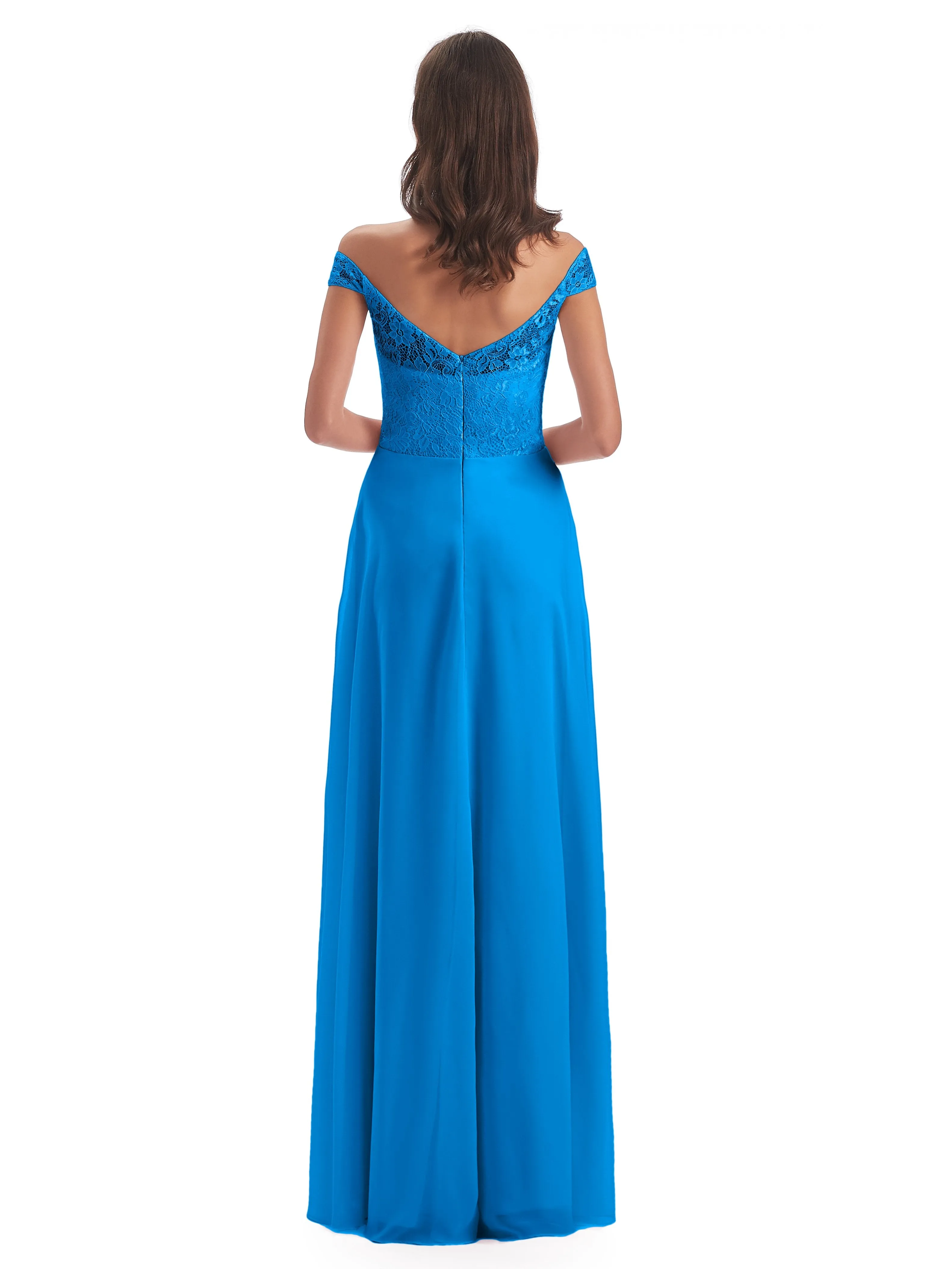 Aurora Chiffon Off The Shoulder Floor-Length Bridesmaid Dresses