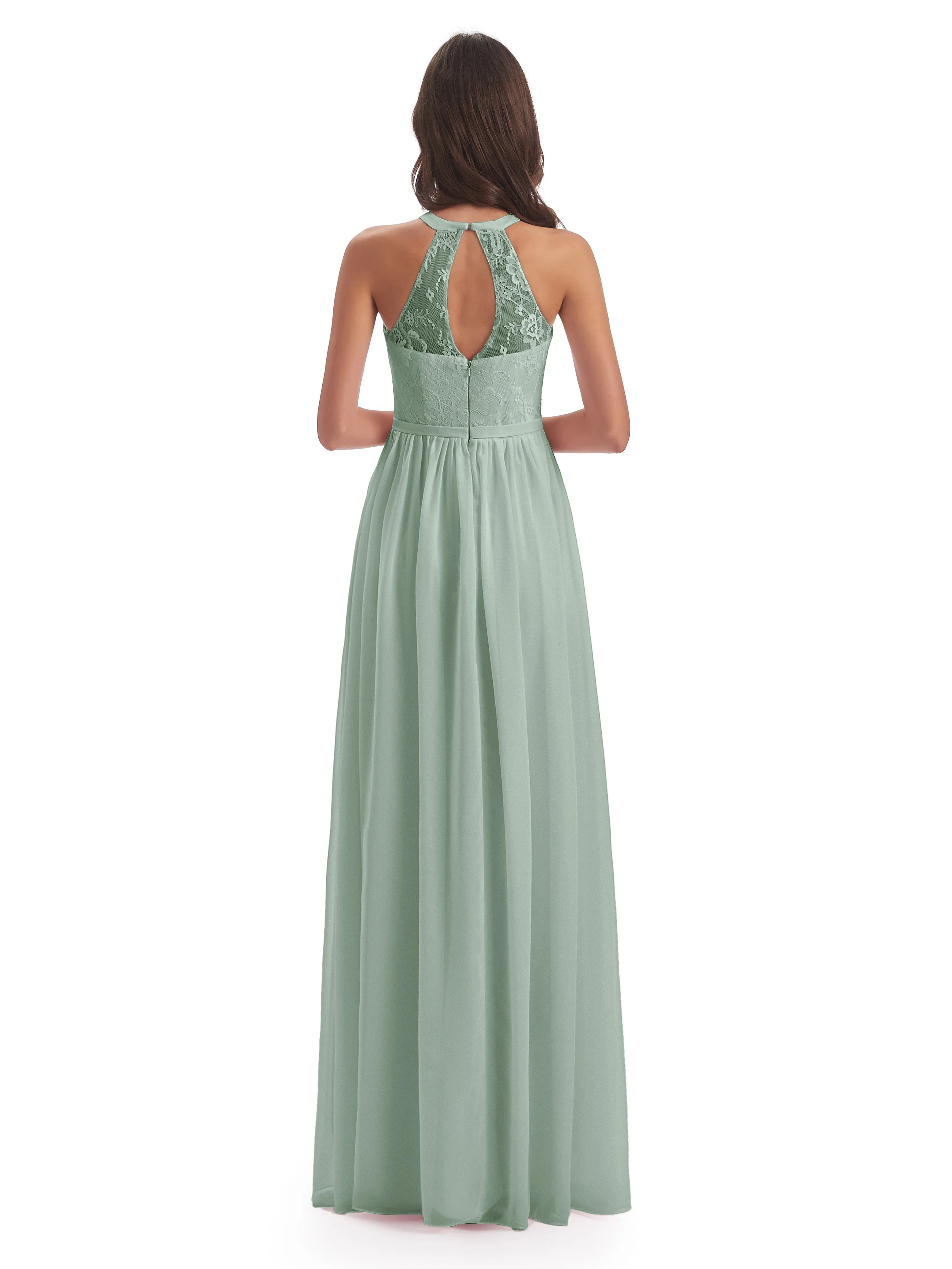 Ava Lace/Chiffon Split Floor-Length Bridesmaid Dresses