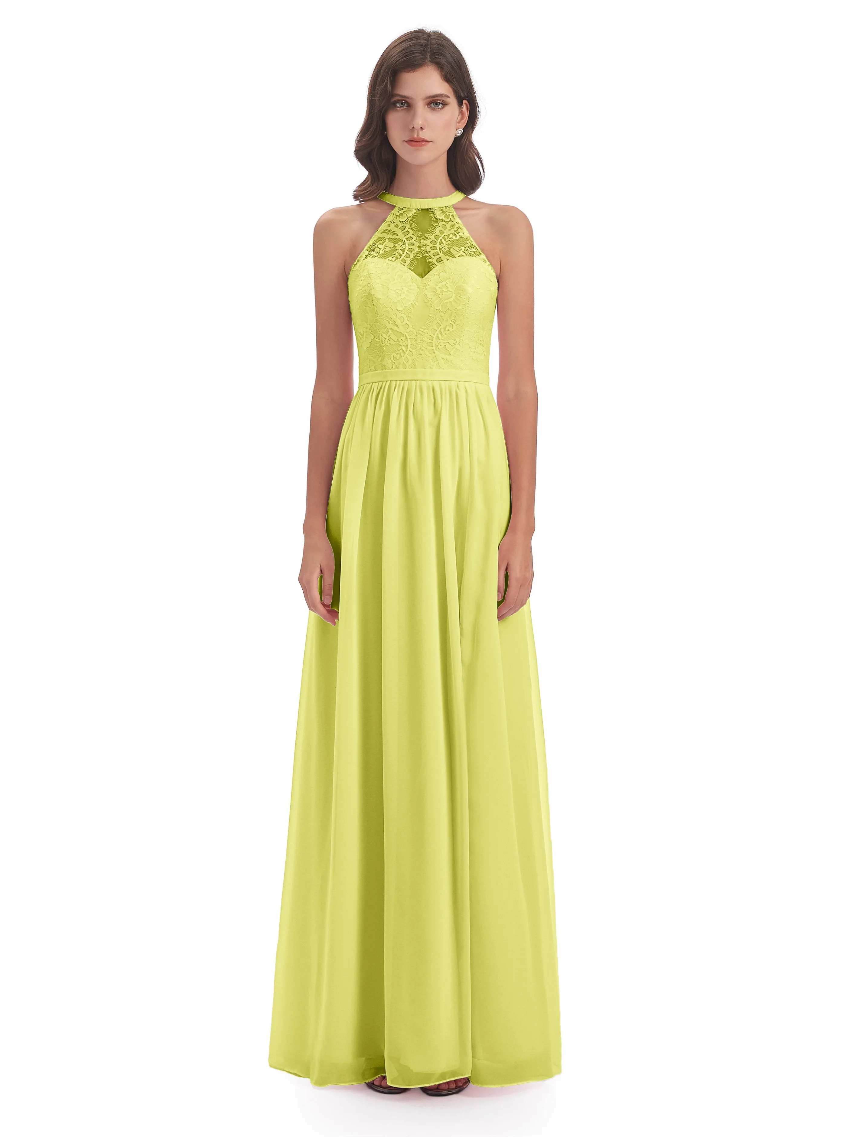 Ava Lace/Chiffon Split Floor-Length Bridesmaid Dresses