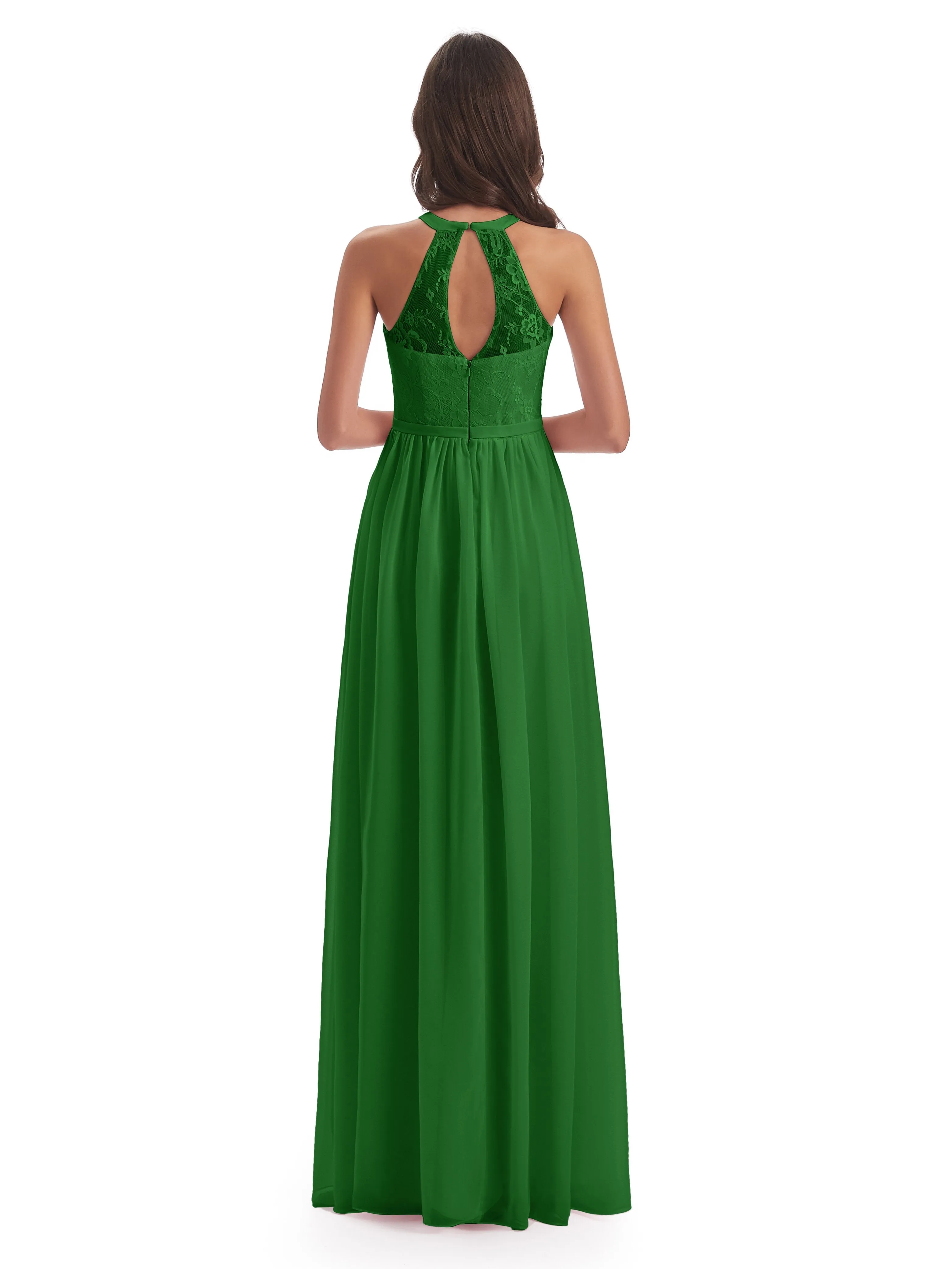 Ava Lace/Chiffon Split Floor-Length Bridesmaid Dresses