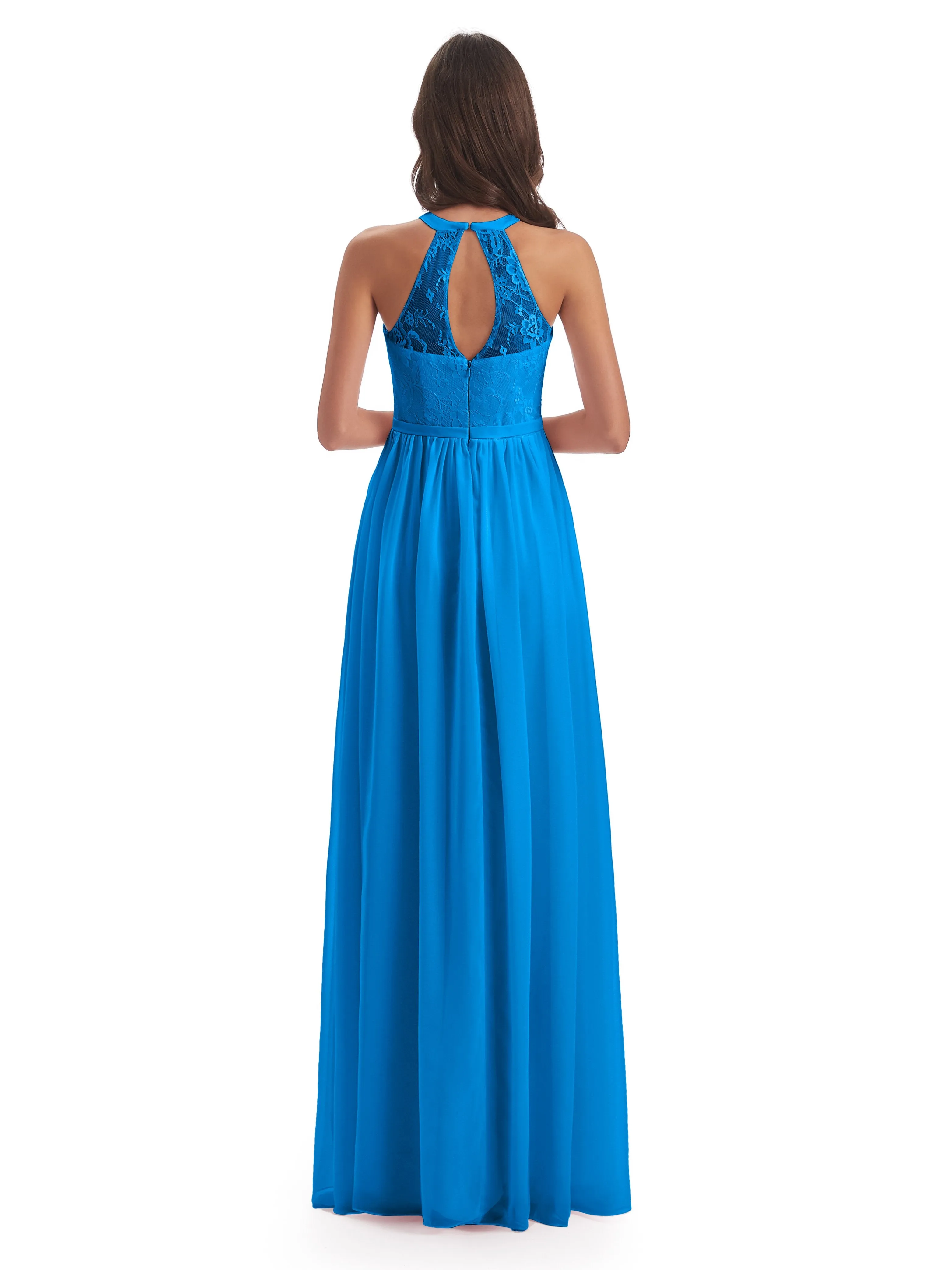 Ava Lace/Chiffon Split Floor-Length Bridesmaid Dresses