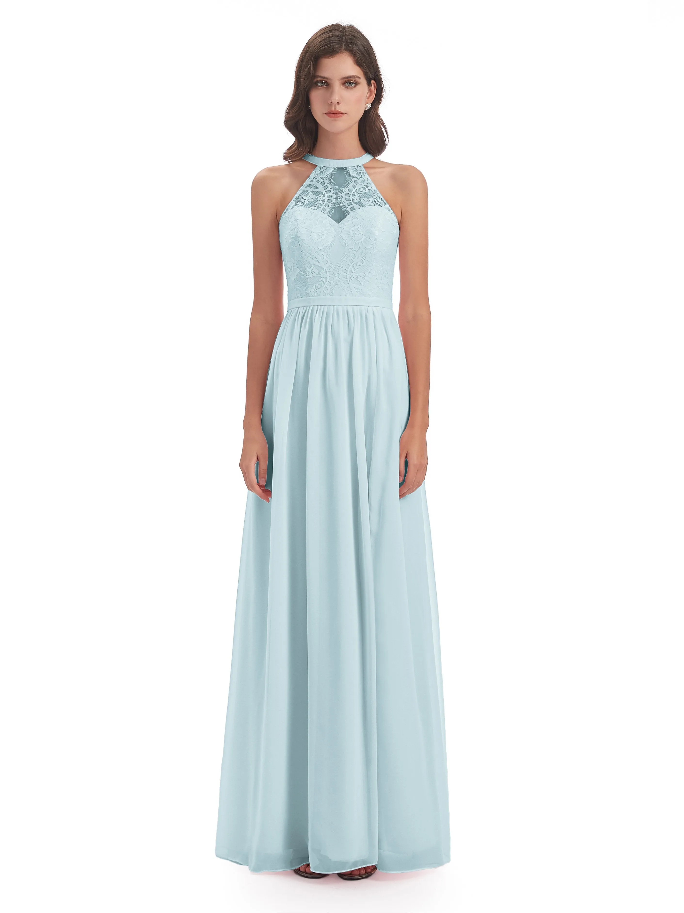 Ava Lace/Chiffon Split Floor-Length Bridesmaid Dresses