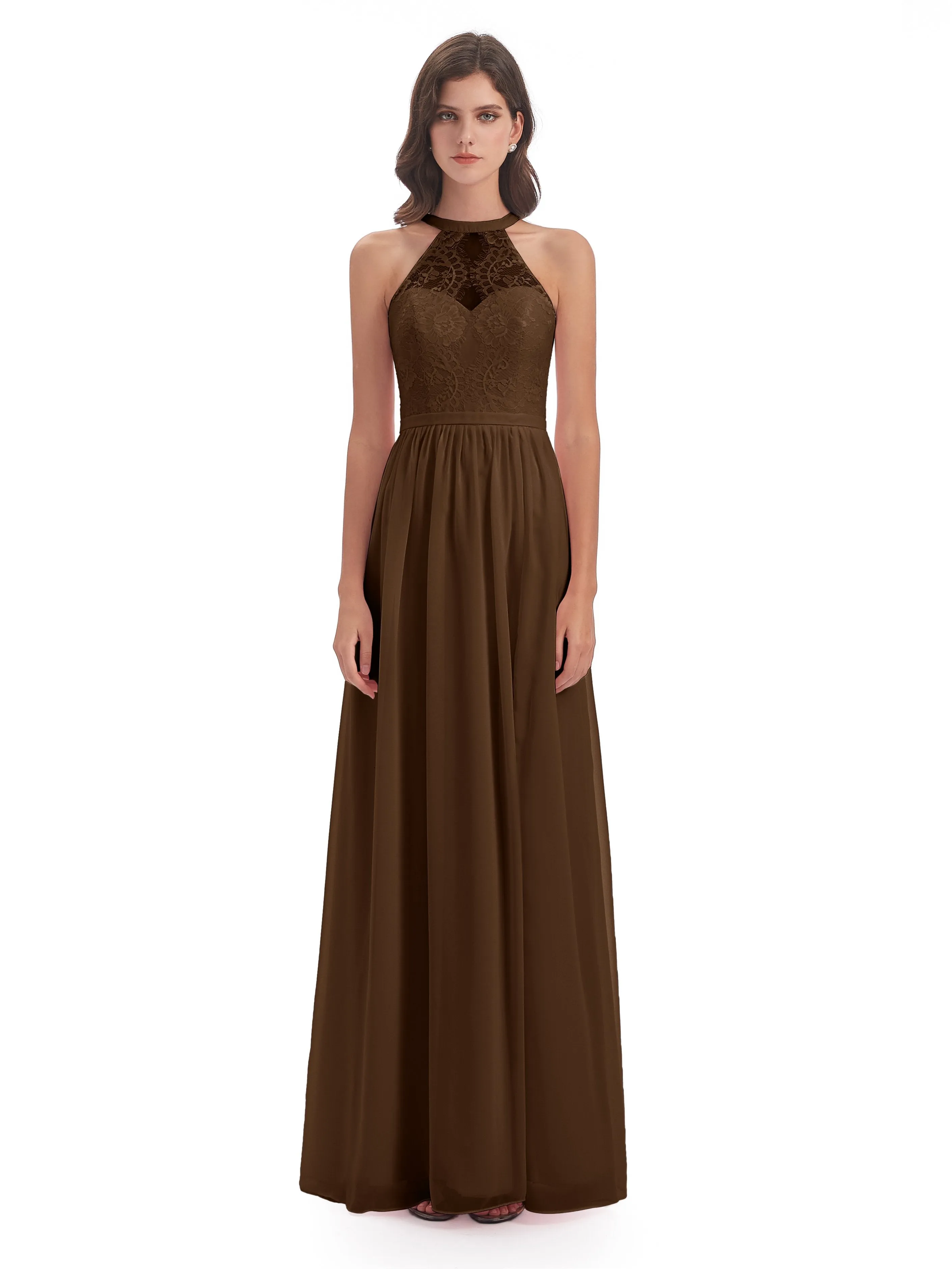 Ava Lace/Chiffon Split Floor-Length Bridesmaid Dresses