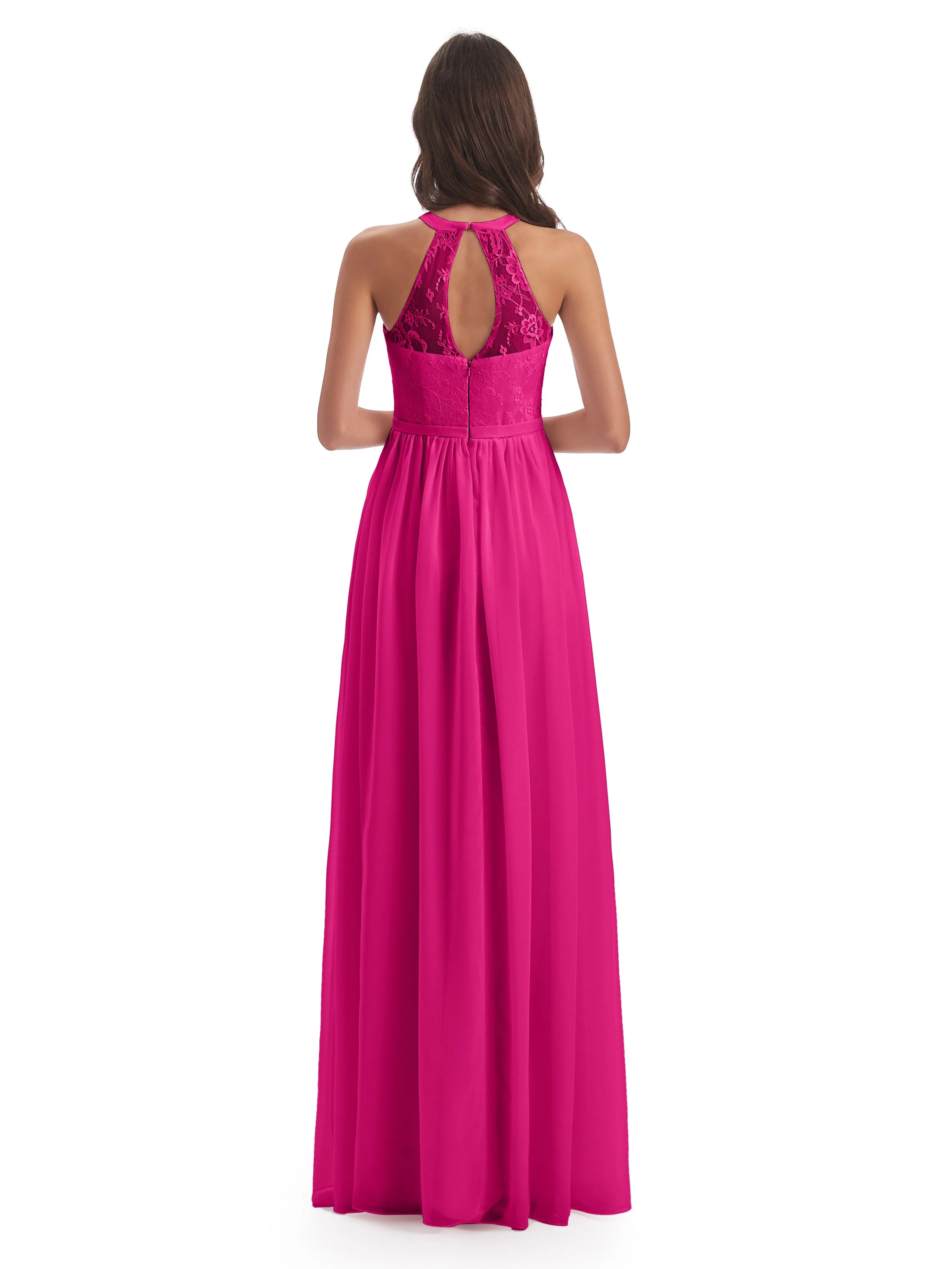 Ava Lace/Chiffon Split Floor-Length Bridesmaid Dresses