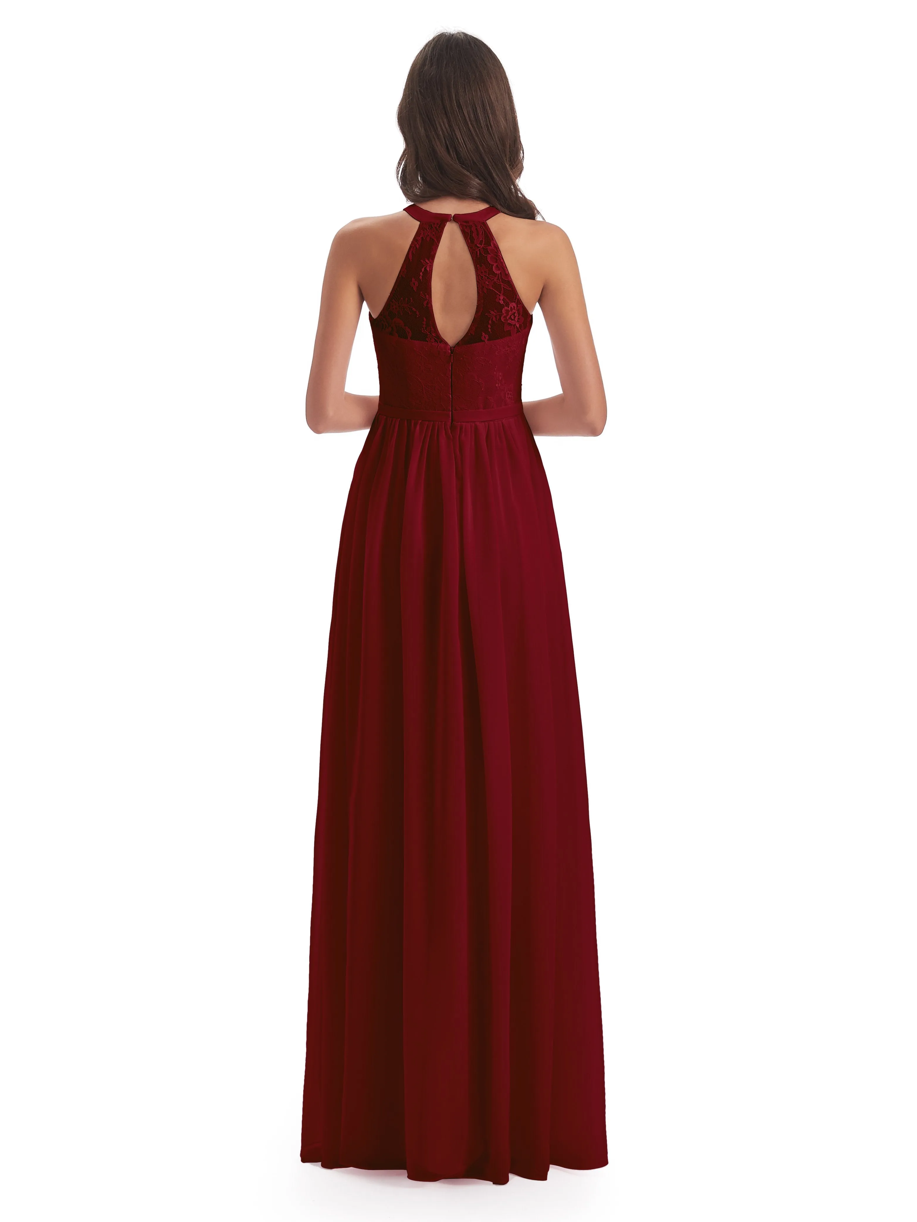 Ava Lace/Chiffon Split Floor-Length Bridesmaid Dresses