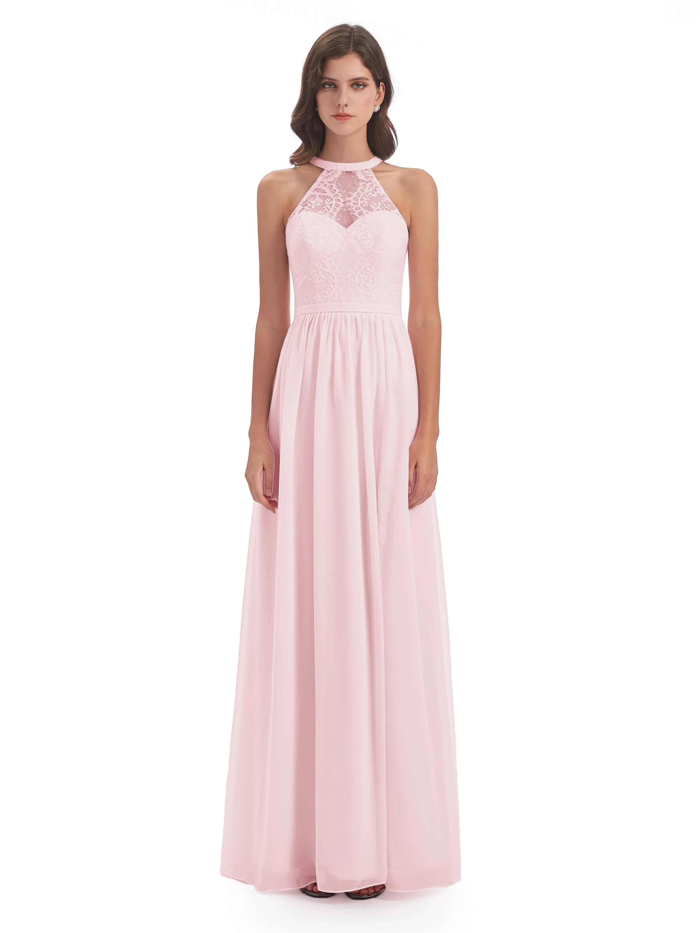 Ava Lace/Chiffon Split Floor-Length Bridesmaid Dresses