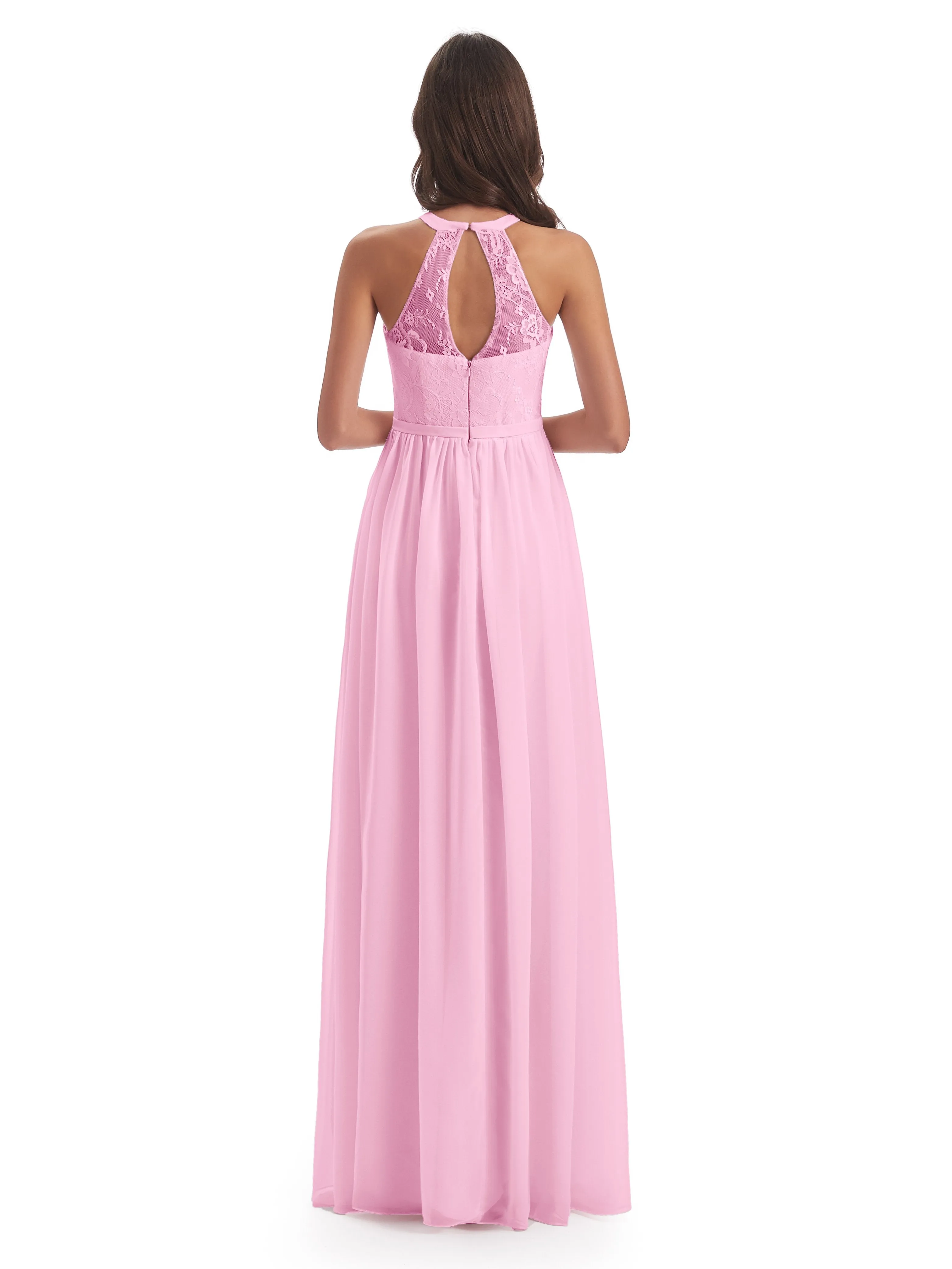 Ava Lace/Chiffon Split Floor-Length Bridesmaid Dresses