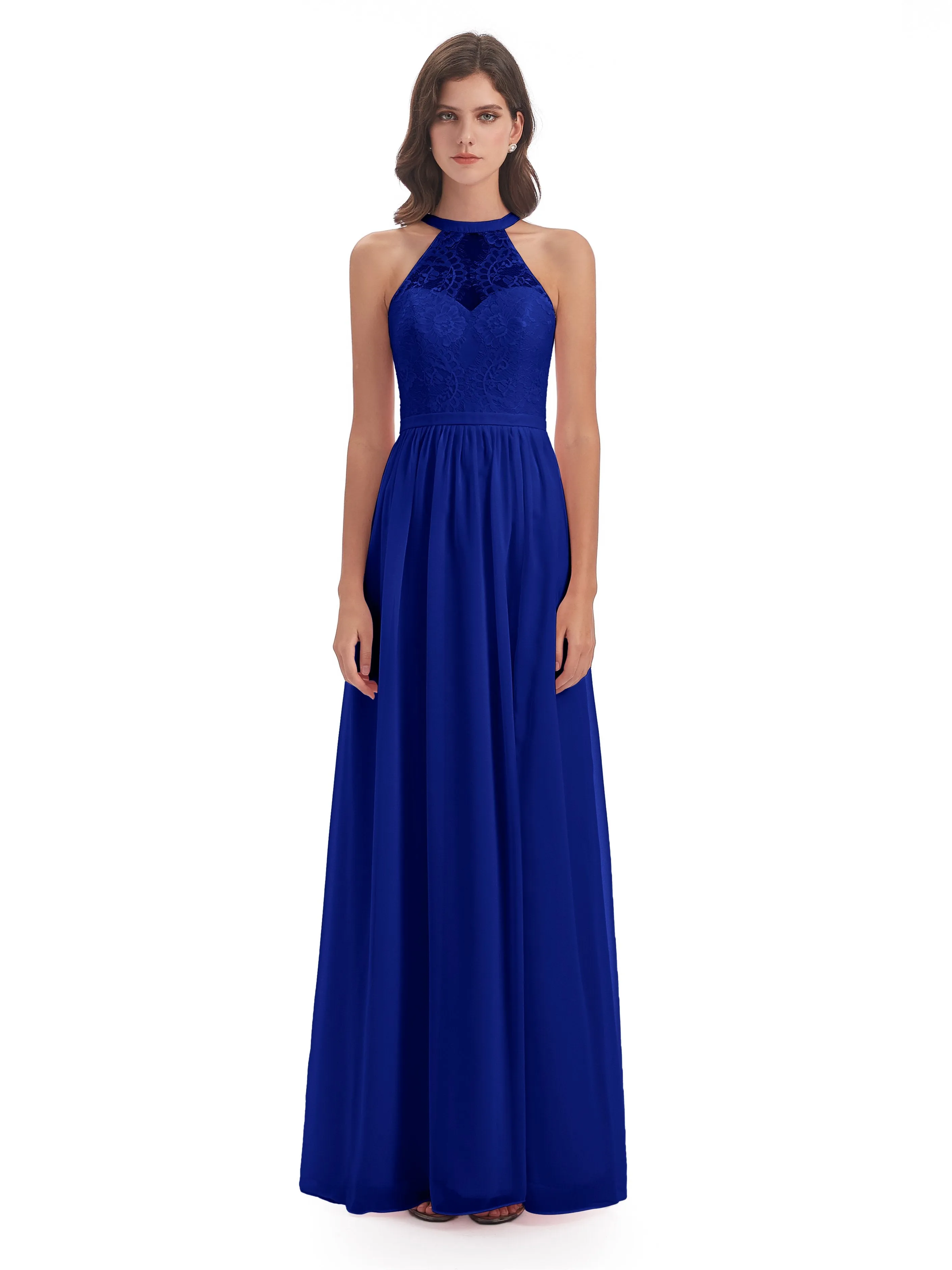 Ava Lace/Chiffon Split Floor-Length Bridesmaid Dresses