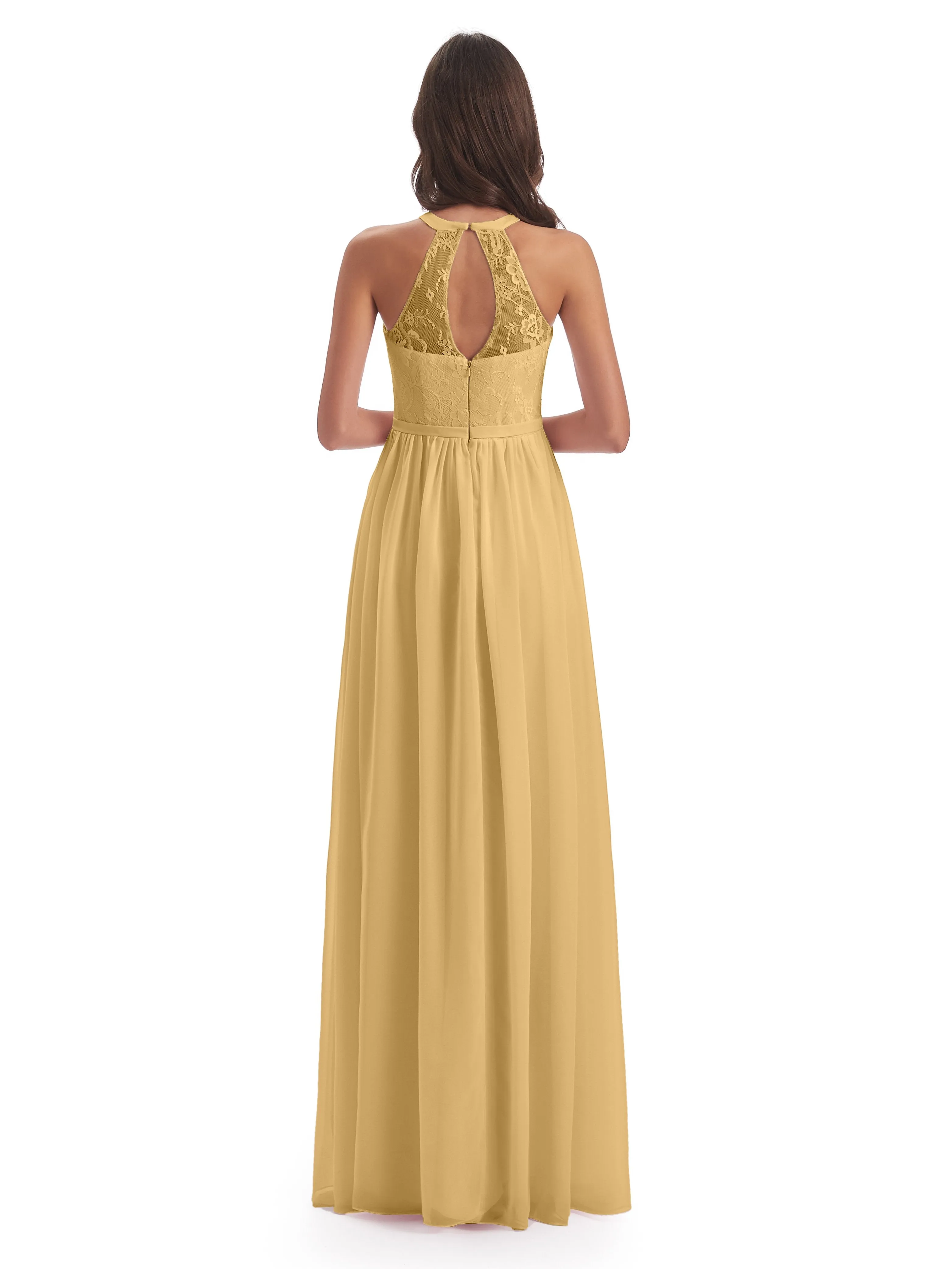 Ava Lace/Chiffon Split Floor-Length Bridesmaid Dresses