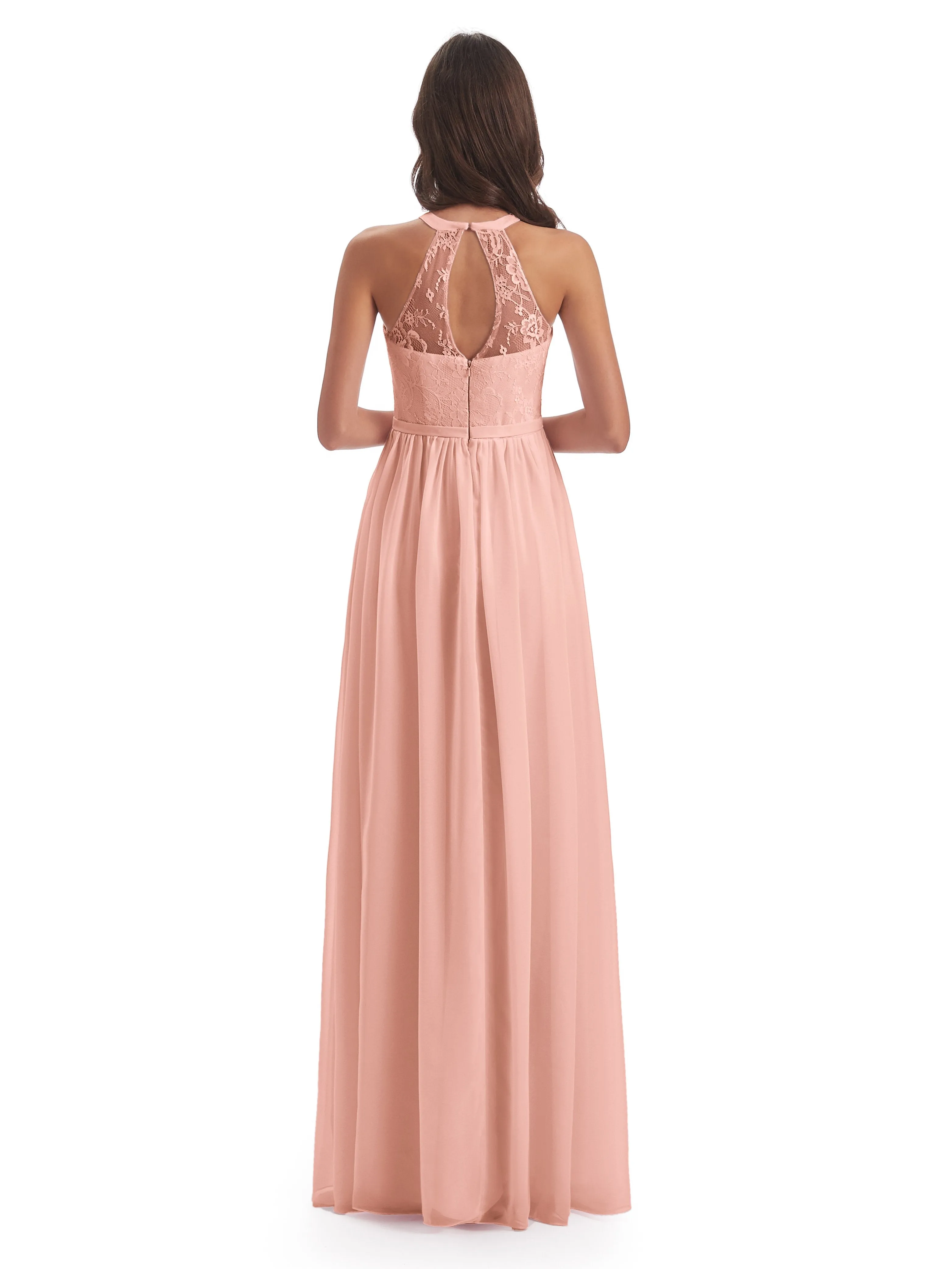 Ava Lace/Chiffon Split Floor-Length Bridesmaid Dresses