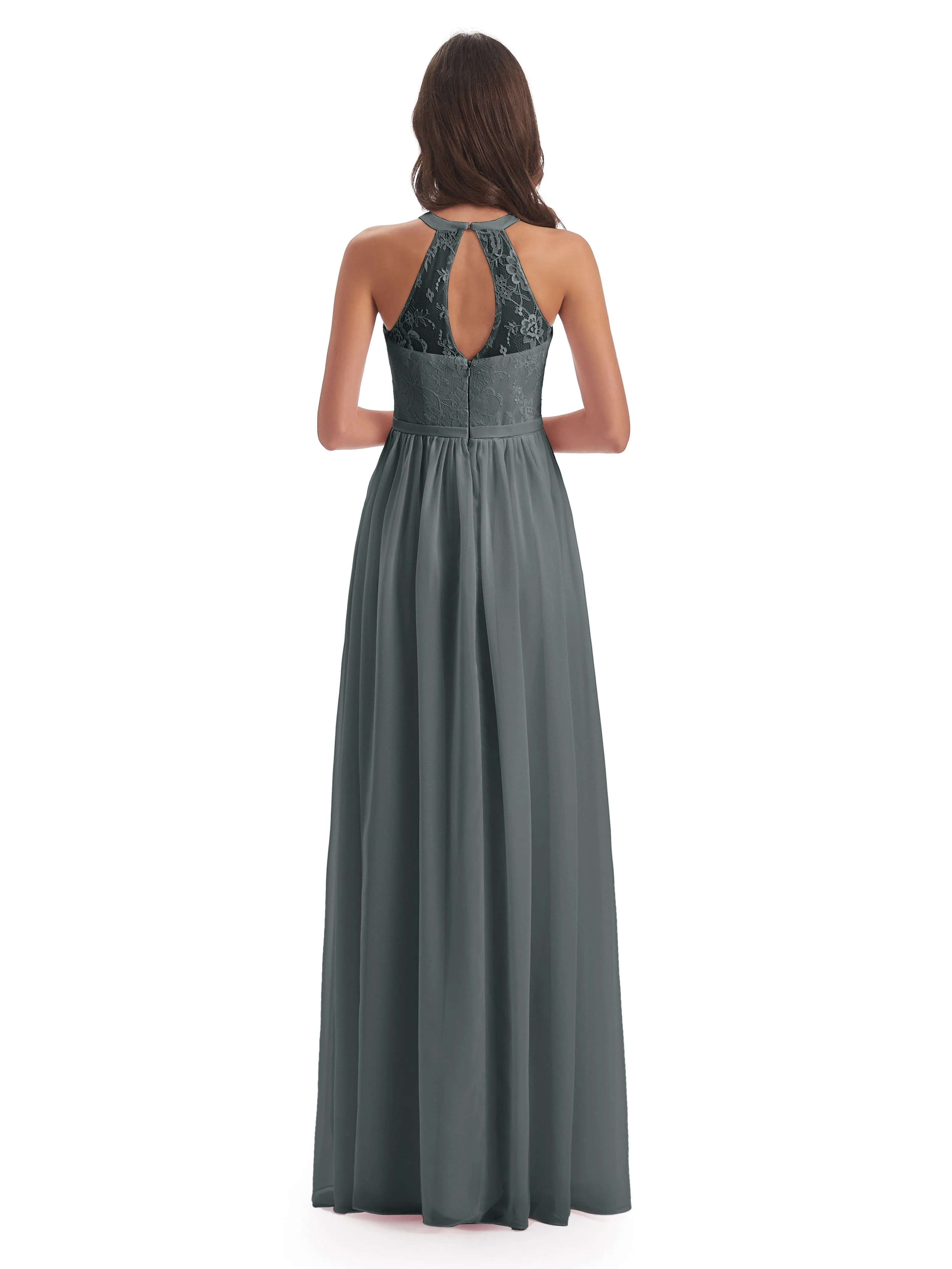 Ava Lace/Chiffon Split Floor-Length Bridesmaid Dresses