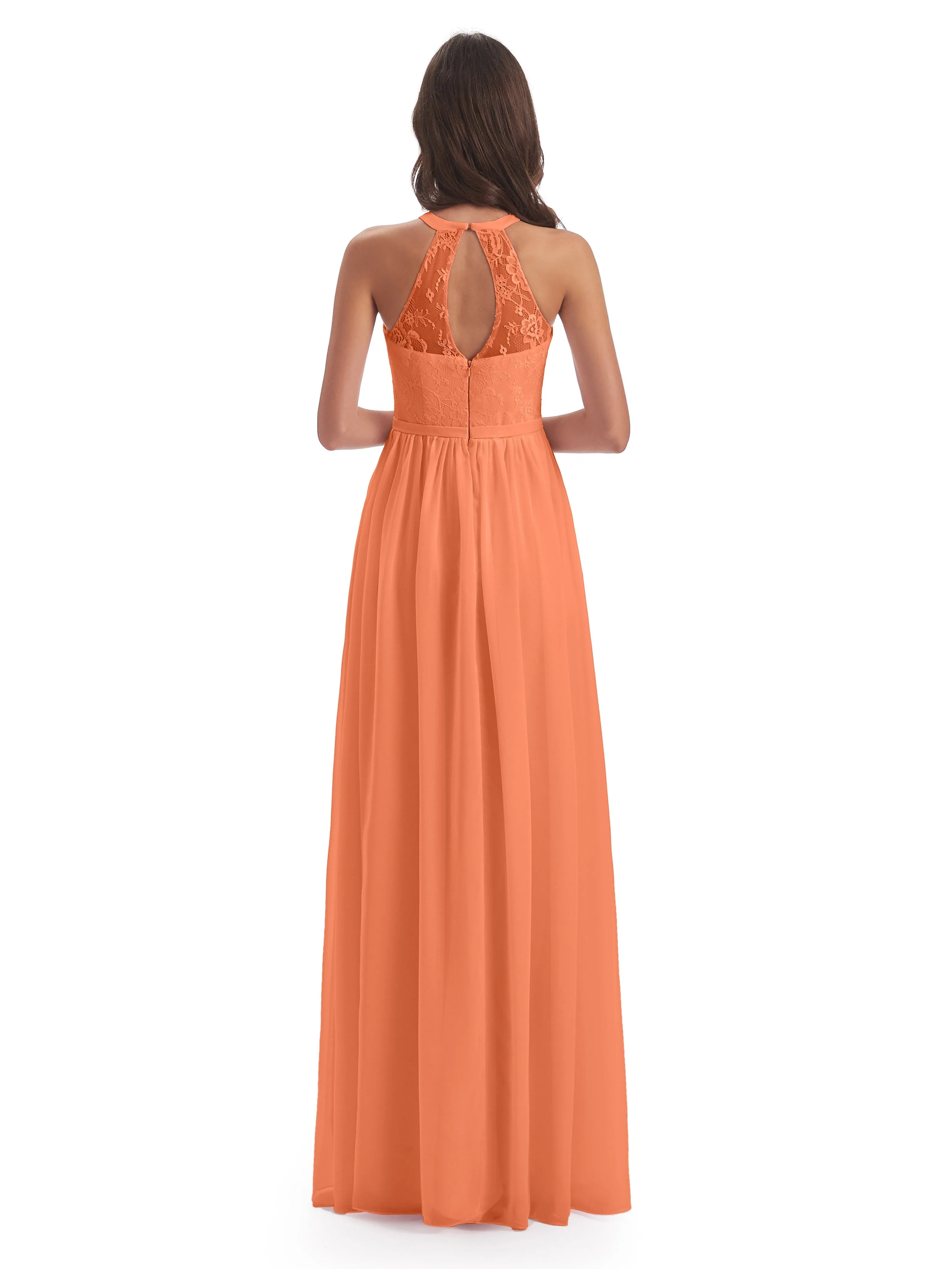 Ava Lace/Chiffon Split Floor-Length Bridesmaid Dresses