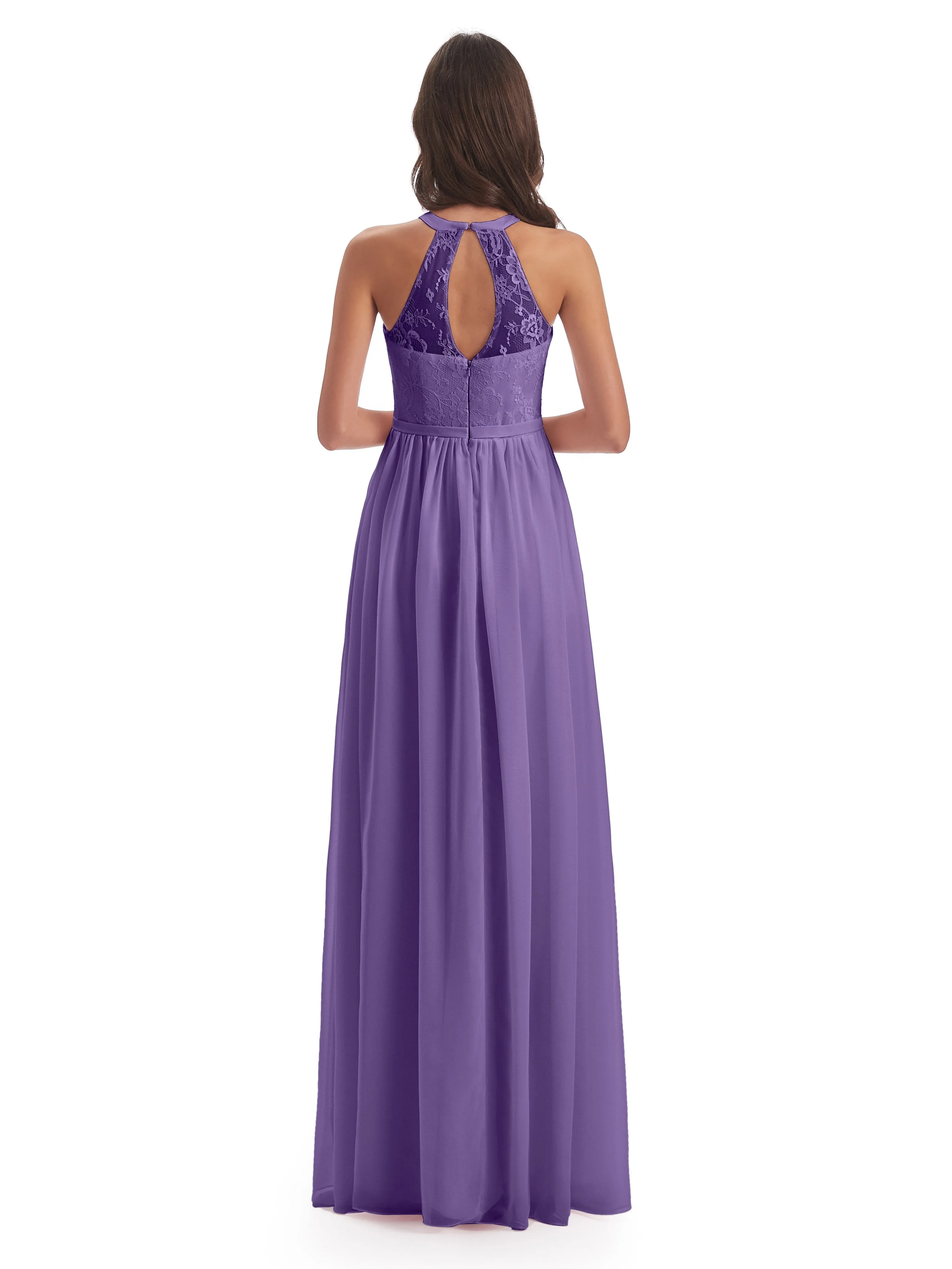 Ava Lace/Chiffon Split Floor-Length Bridesmaid Dresses