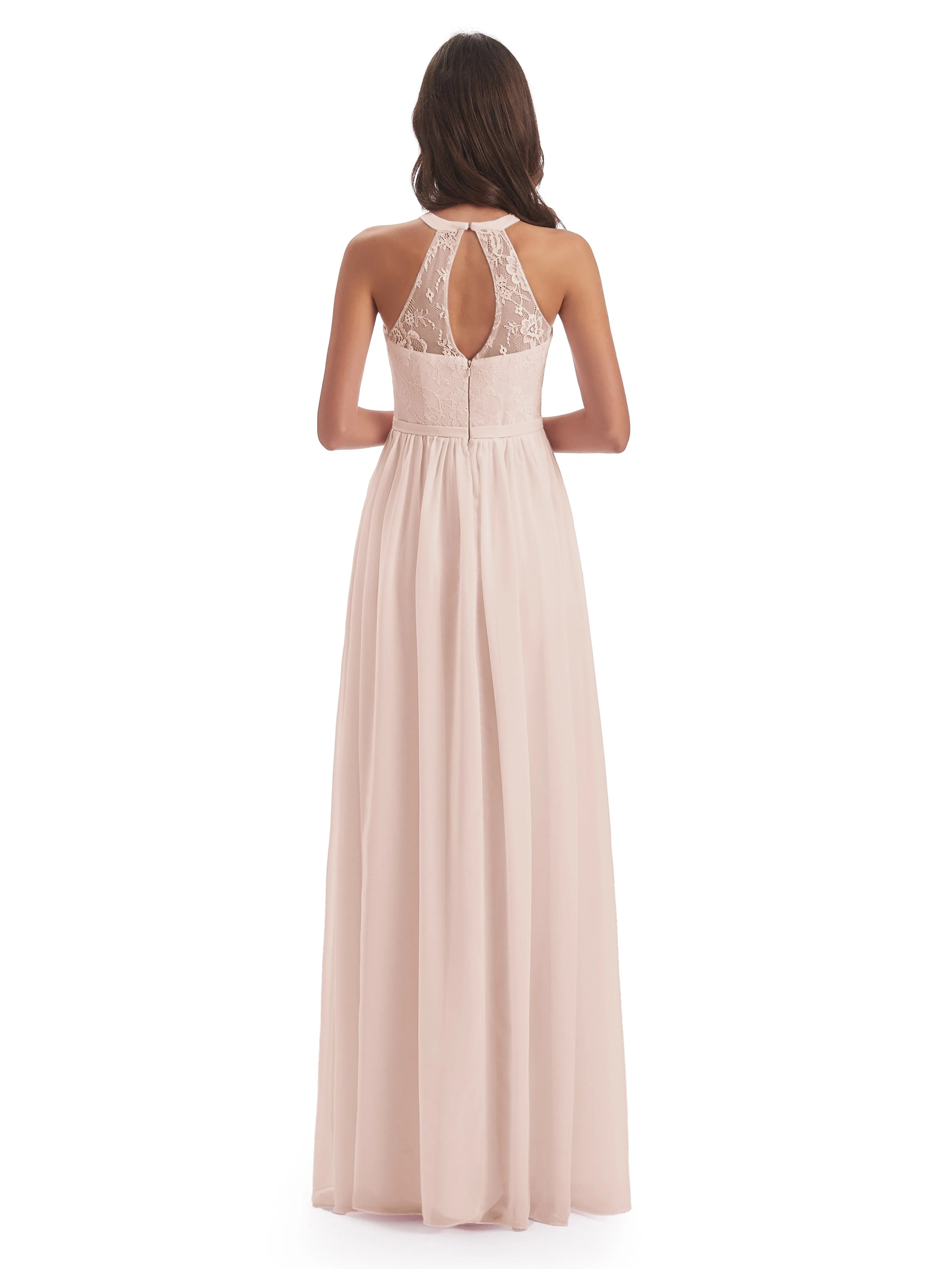 Ava Lace/Chiffon Split Floor-Length Bridesmaid Dresses