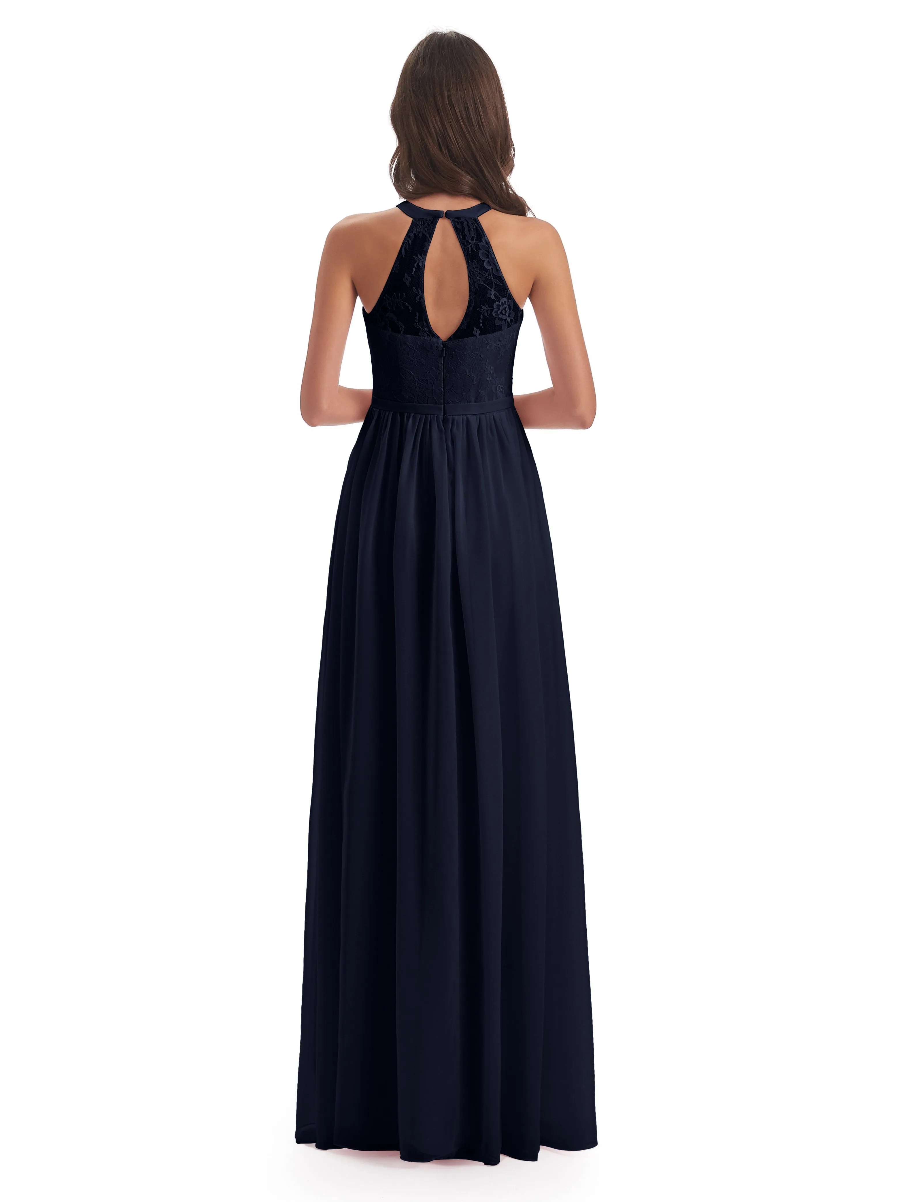 Ava Lace/Chiffon Split Floor-Length Bridesmaid Dresses