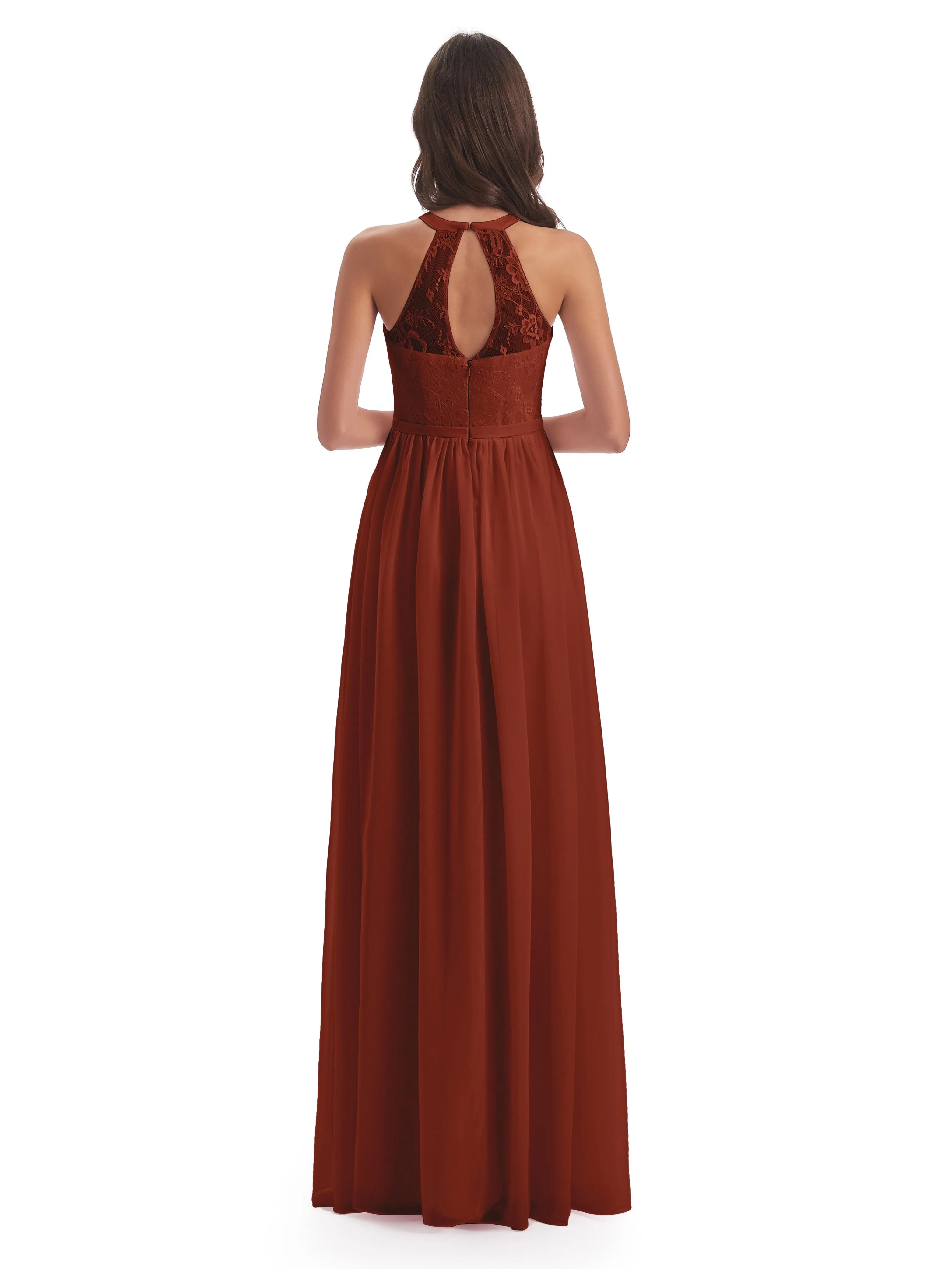 Ava Lace/Chiffon Split Floor-Length Bridesmaid Dresses