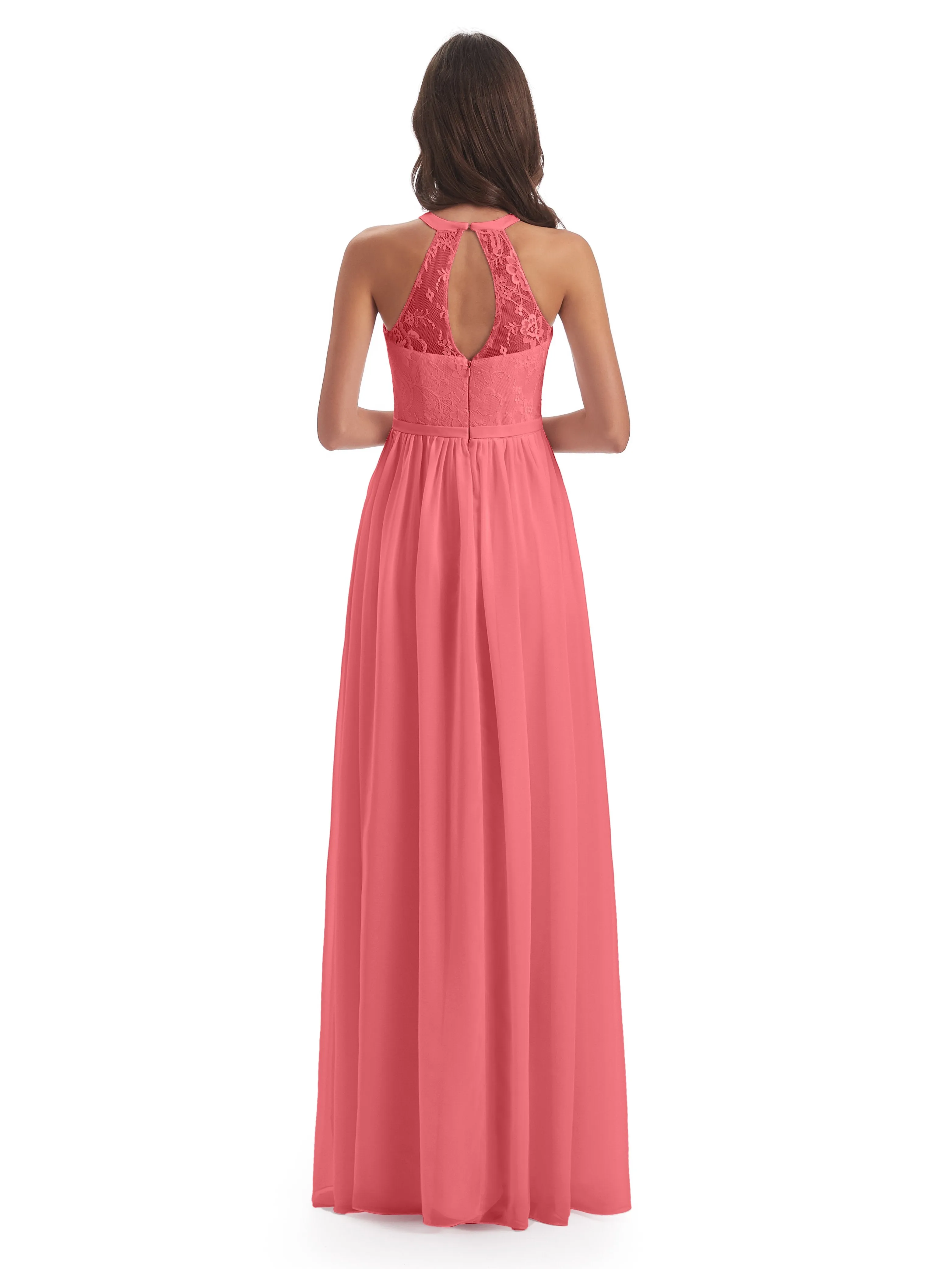 Ava Lace/Chiffon Split Floor-Length Bridesmaid Dresses